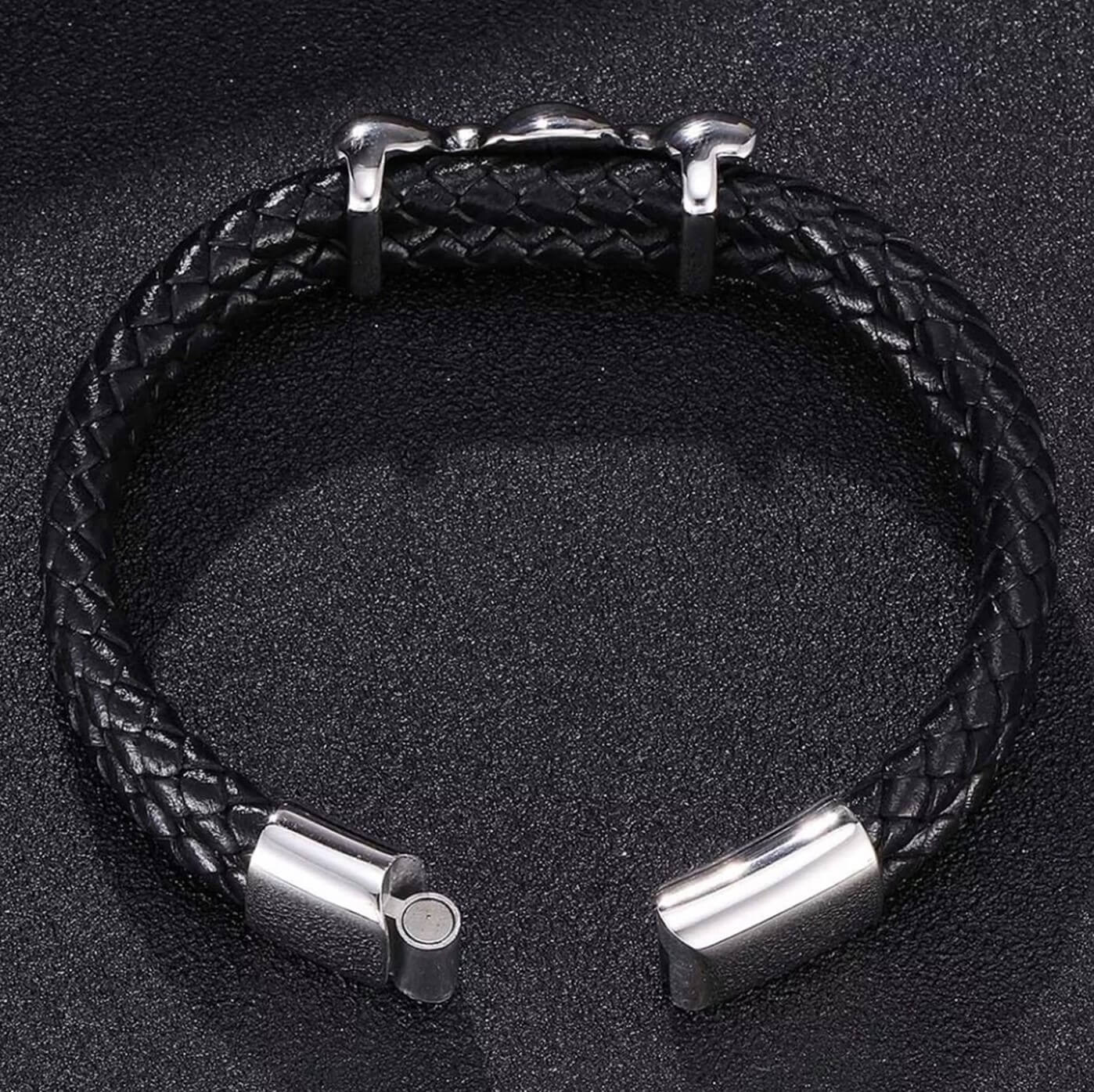 Mens Helix Spiral Beads Leather Bracelet
