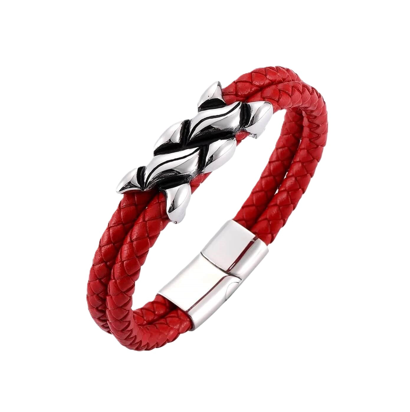 Mens Helix Spiral Beads Bracelet/Red