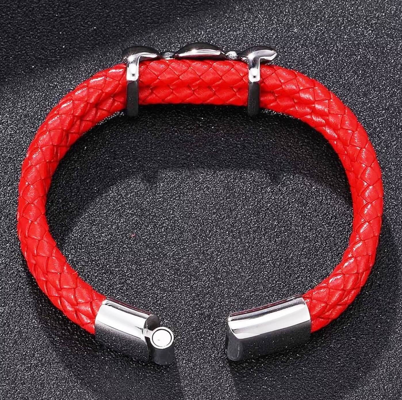 Mens Helix Spiral Beads Bracelet/Red