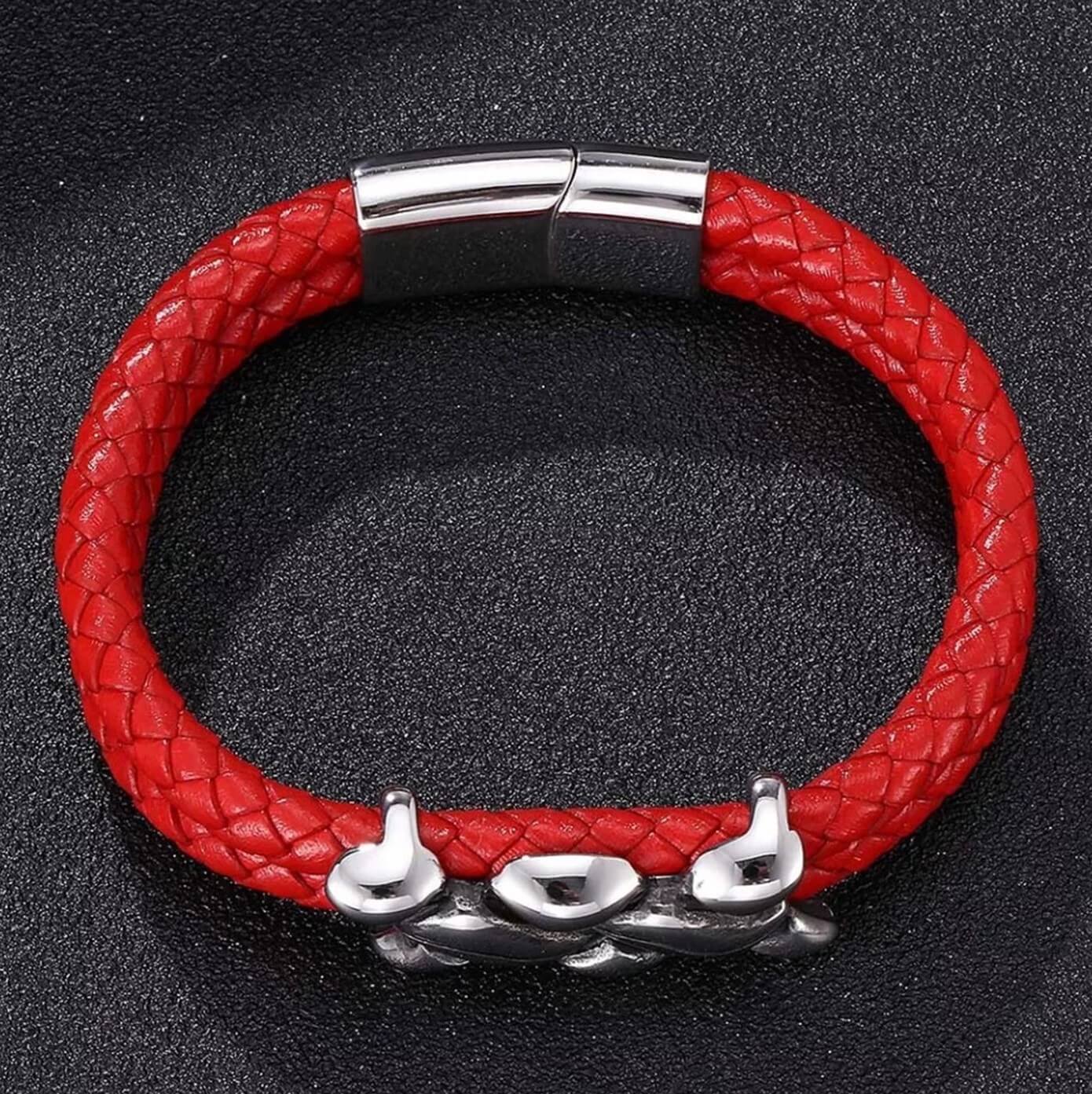 Mens Helix Spiral Beads Bracelet/Red