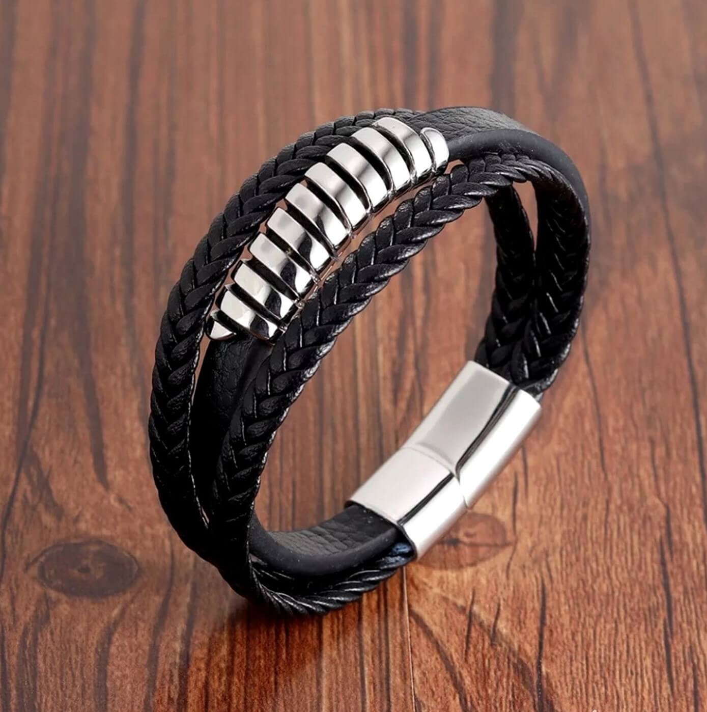 Mens Rung Leather Bracelet