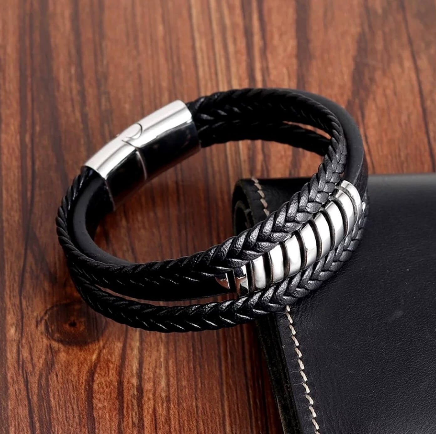Mens Rung Leather Bracelet