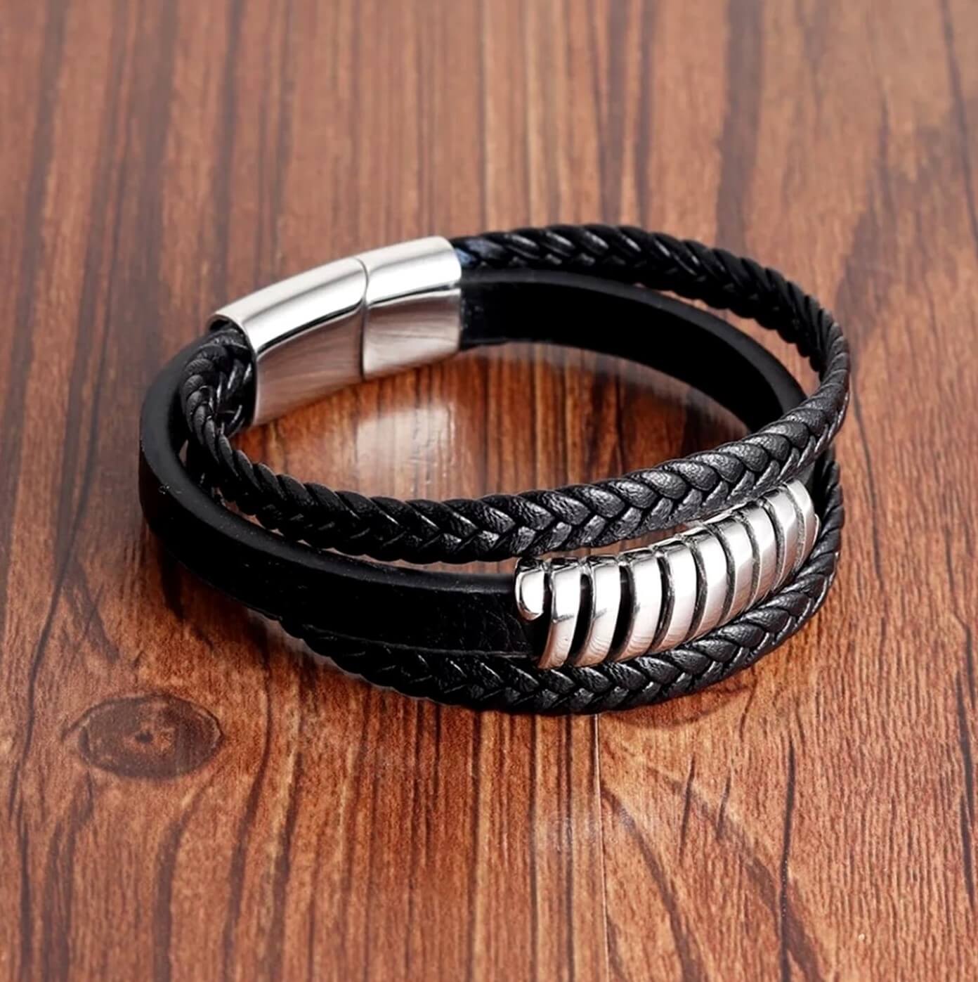 Mens Rung Leather Bracelet
