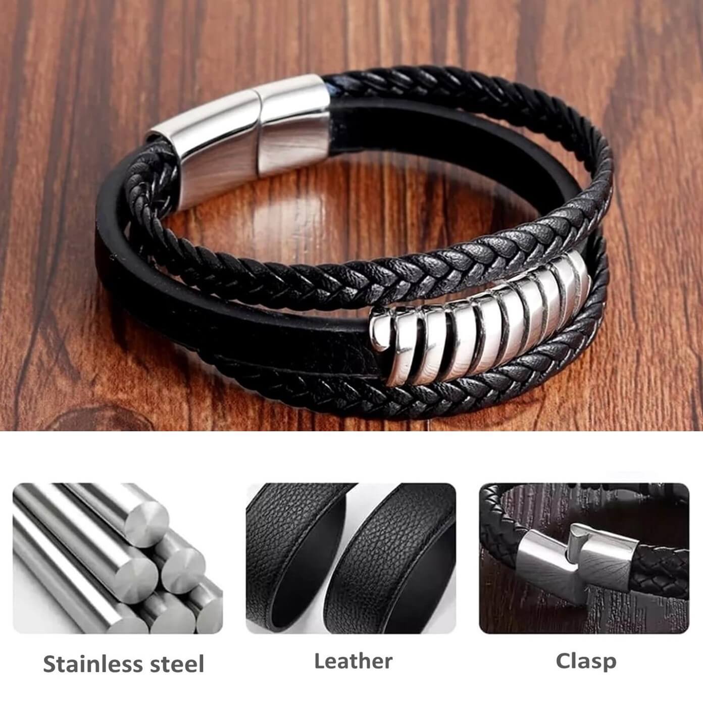 Mens Rung Leather Bracelet