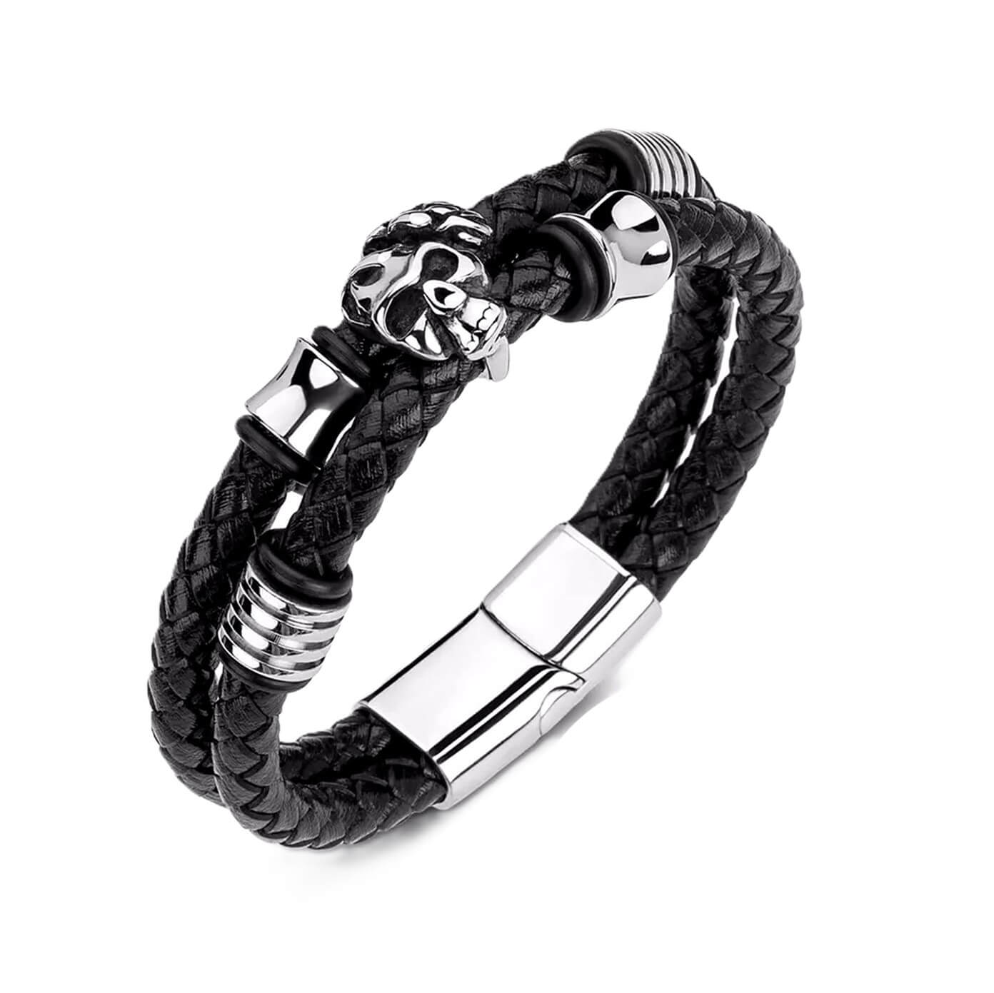 Mens  Rosette Leather Bracelet