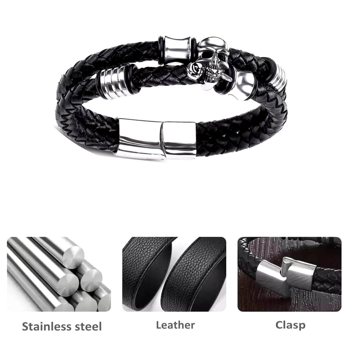 Mens  Rosette Leather Bracelet