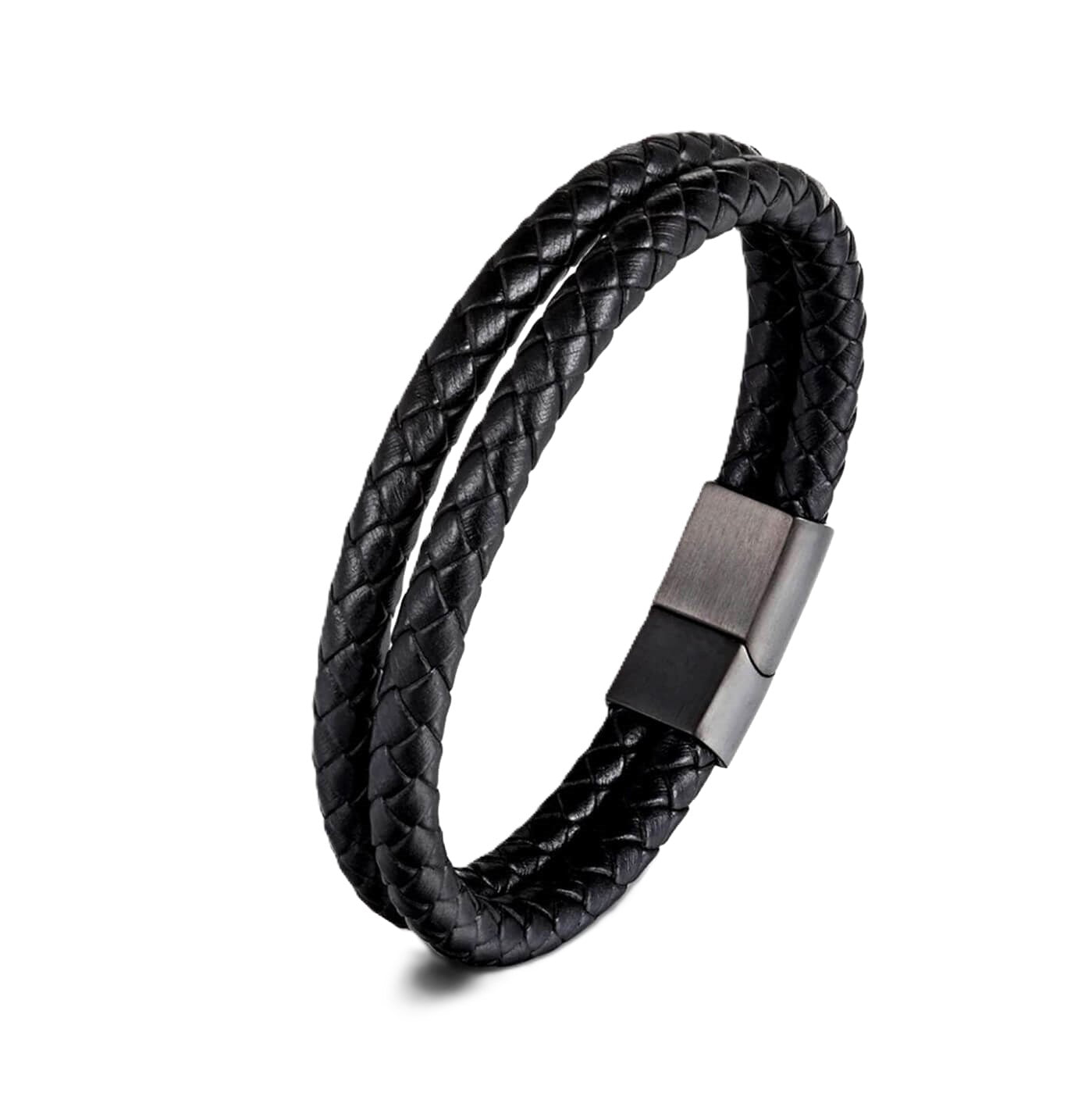 Mens Black Scope Leather Bracelet