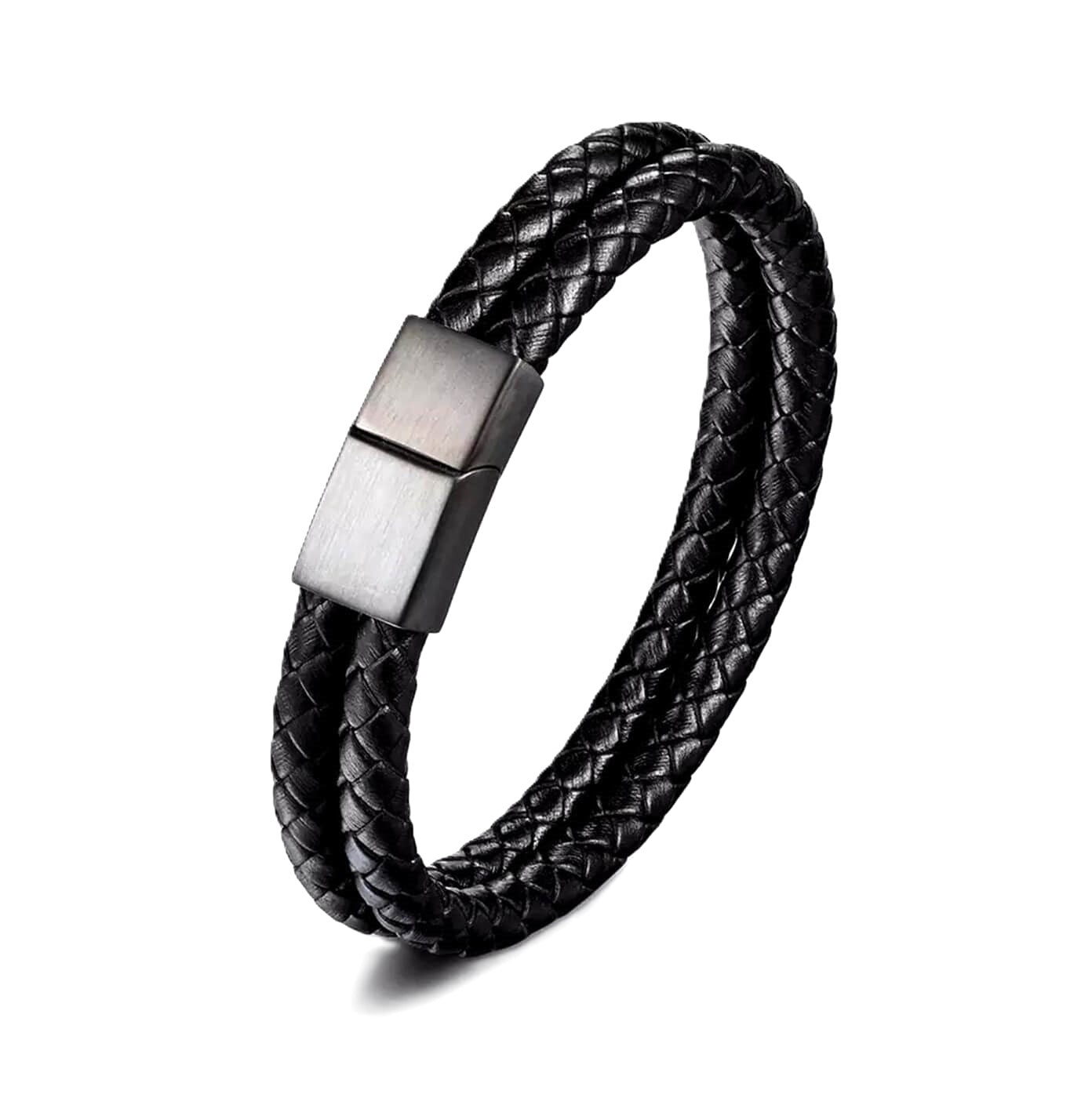 Mens Black Scope Leather Bracelet