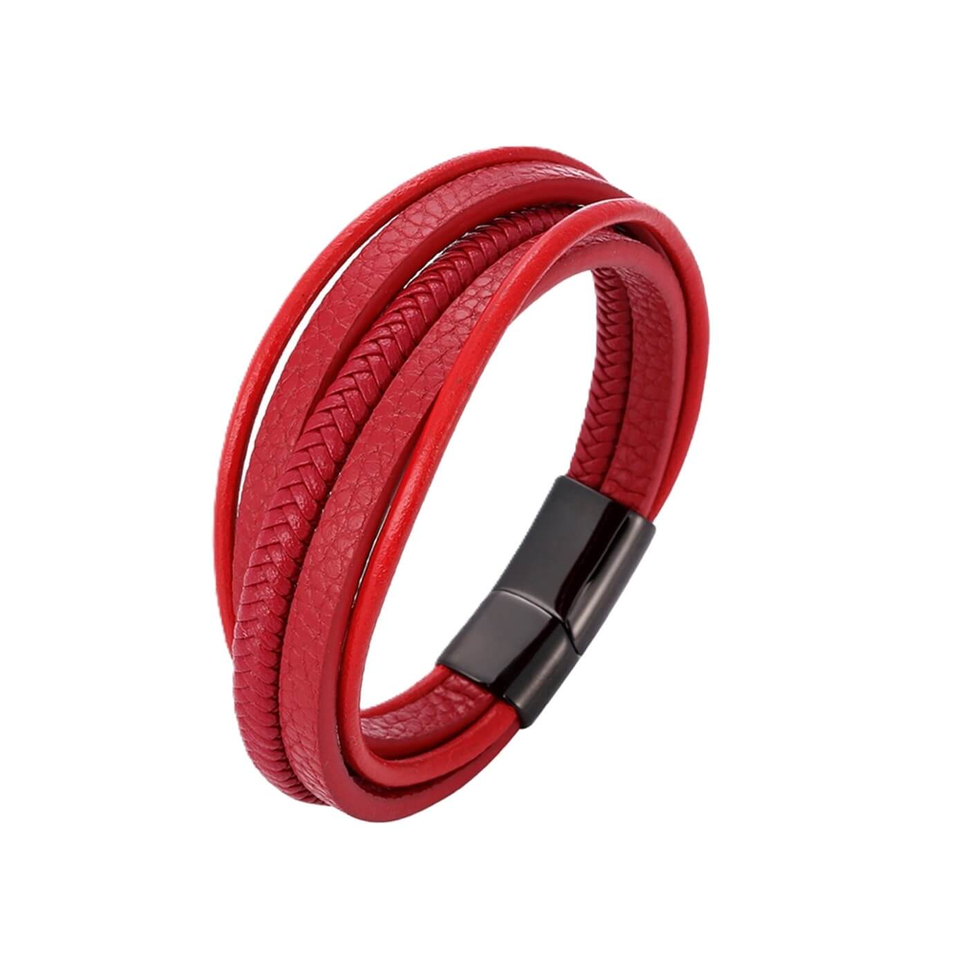 Unisex Red Leather Bracelet