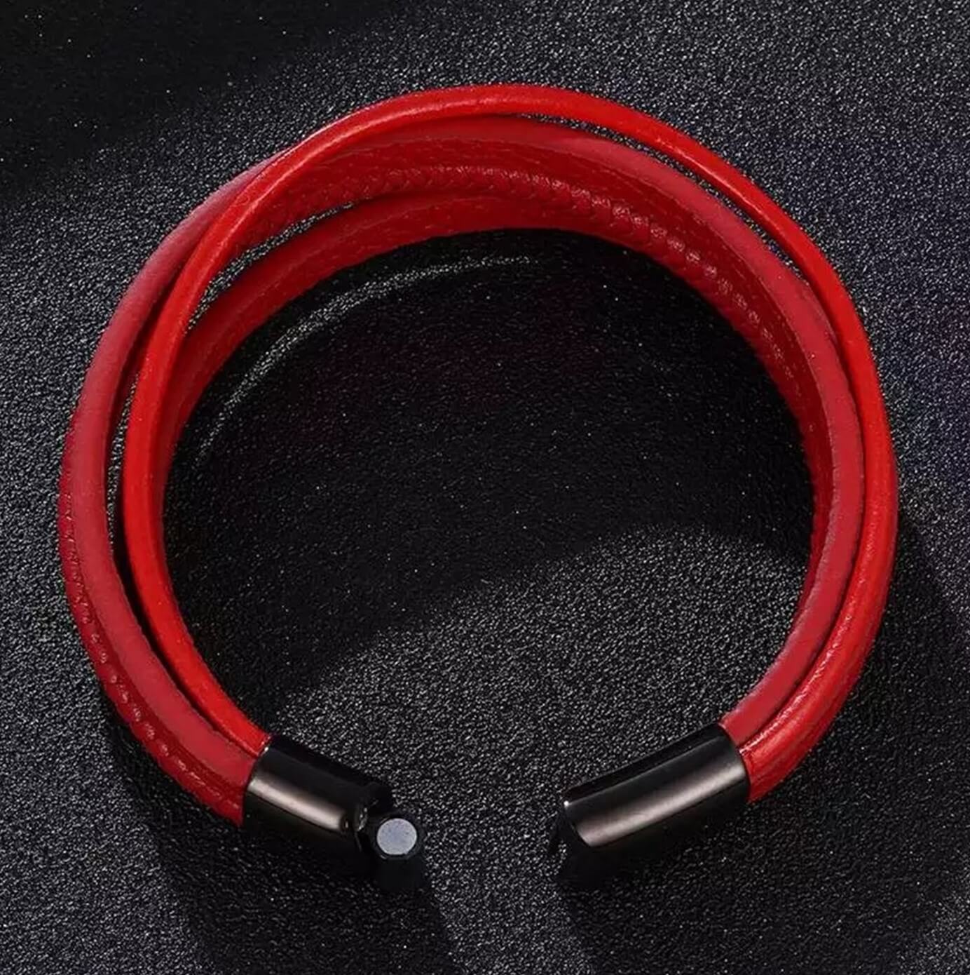 Unisex Red Leather Bracelet