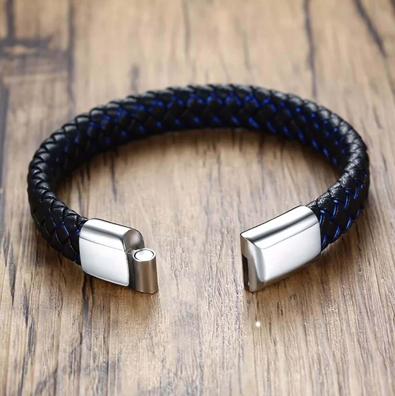 Mens Energy Leather Bracelet