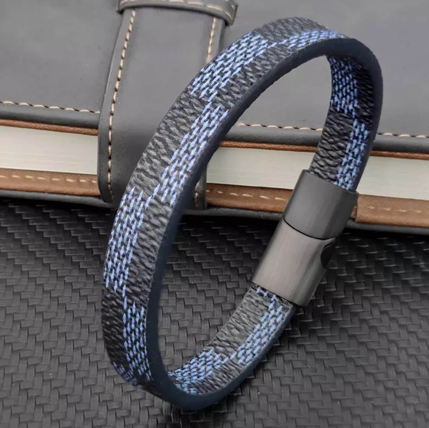 Stone Inlay Leather Bracelet