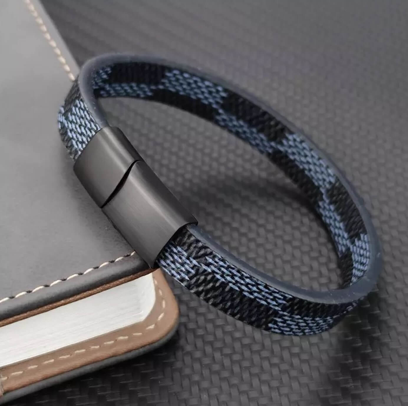 Stone Inlay Leather Bracelet