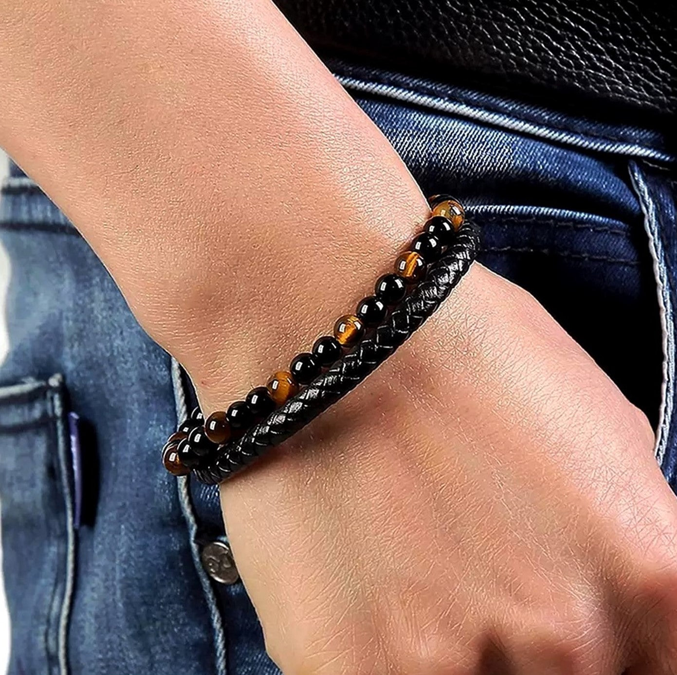 Unisex Beaded Crater Rope Bracelet