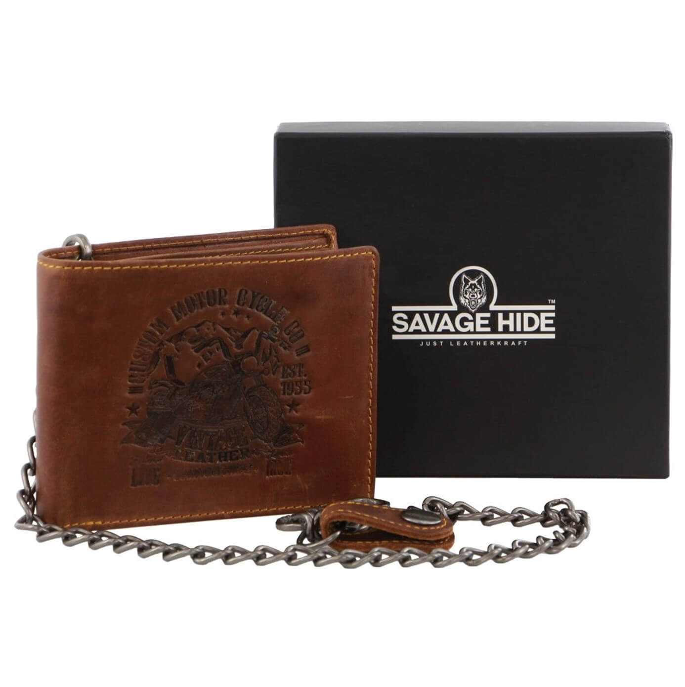 Billy The Kid Mens Tri-fold Leather Wallet with Detachable Chain