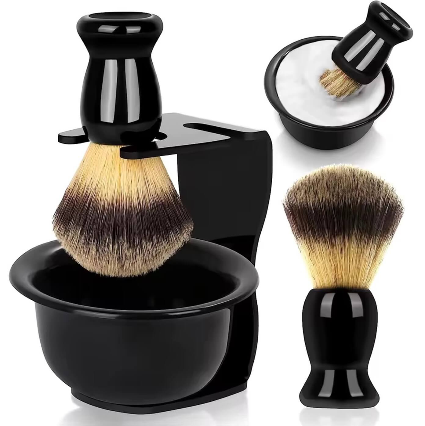 Black Acrylic 4-Piece Shave Set