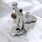 Comoy Mac3 Pewter/Chrome Shave Set/Bowl