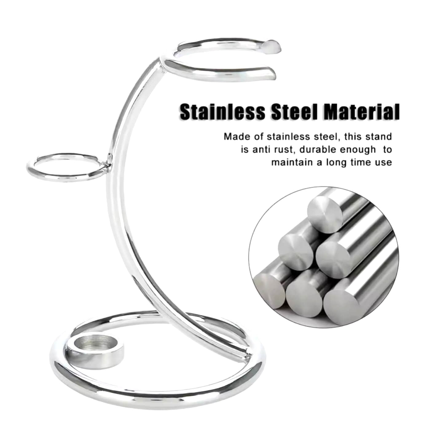 Stainless Steel Chrome Stand for Razor and Brush