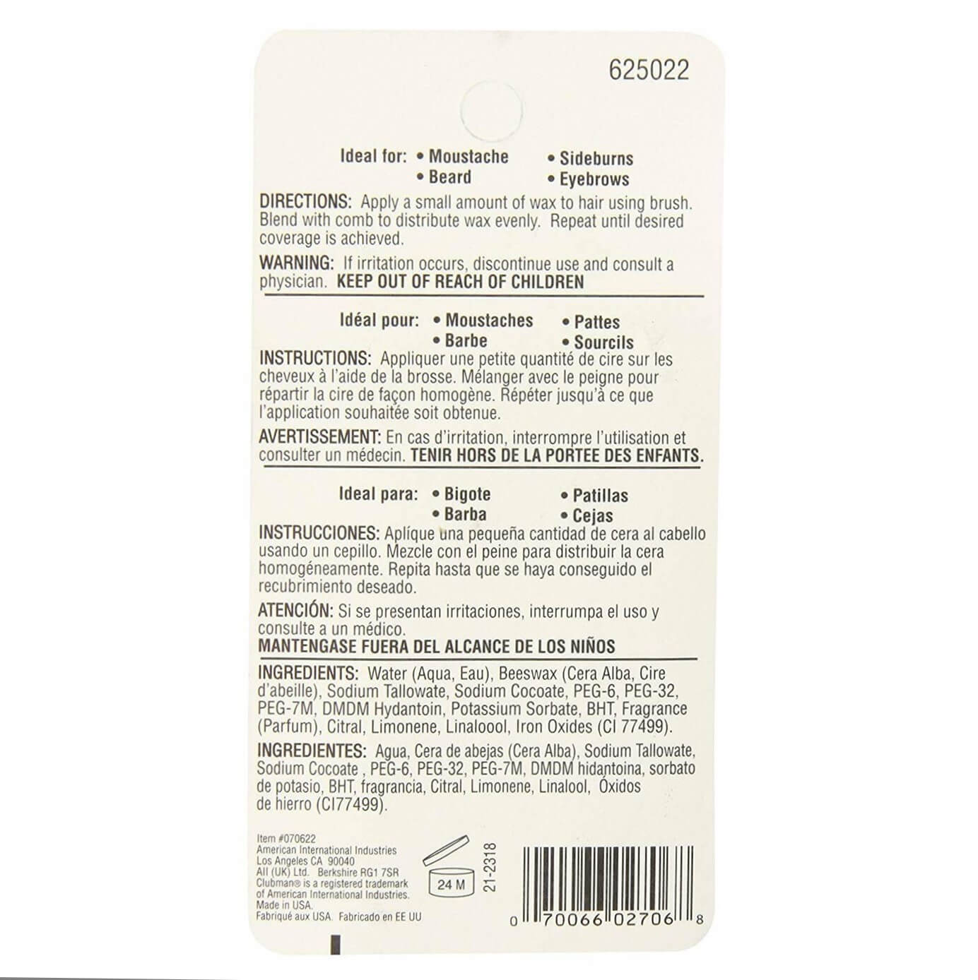 Clubman Brown Moustache Wax