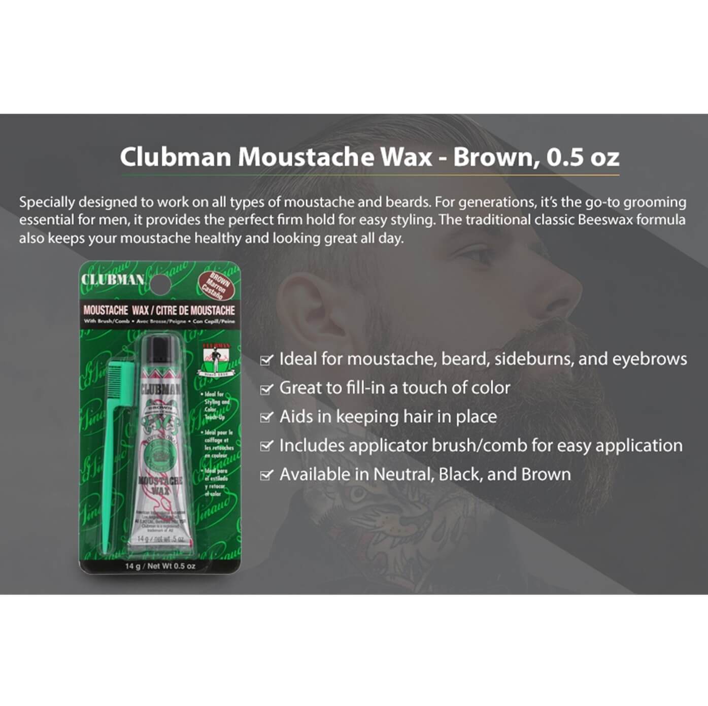 Clubman Brown Moustache Wax