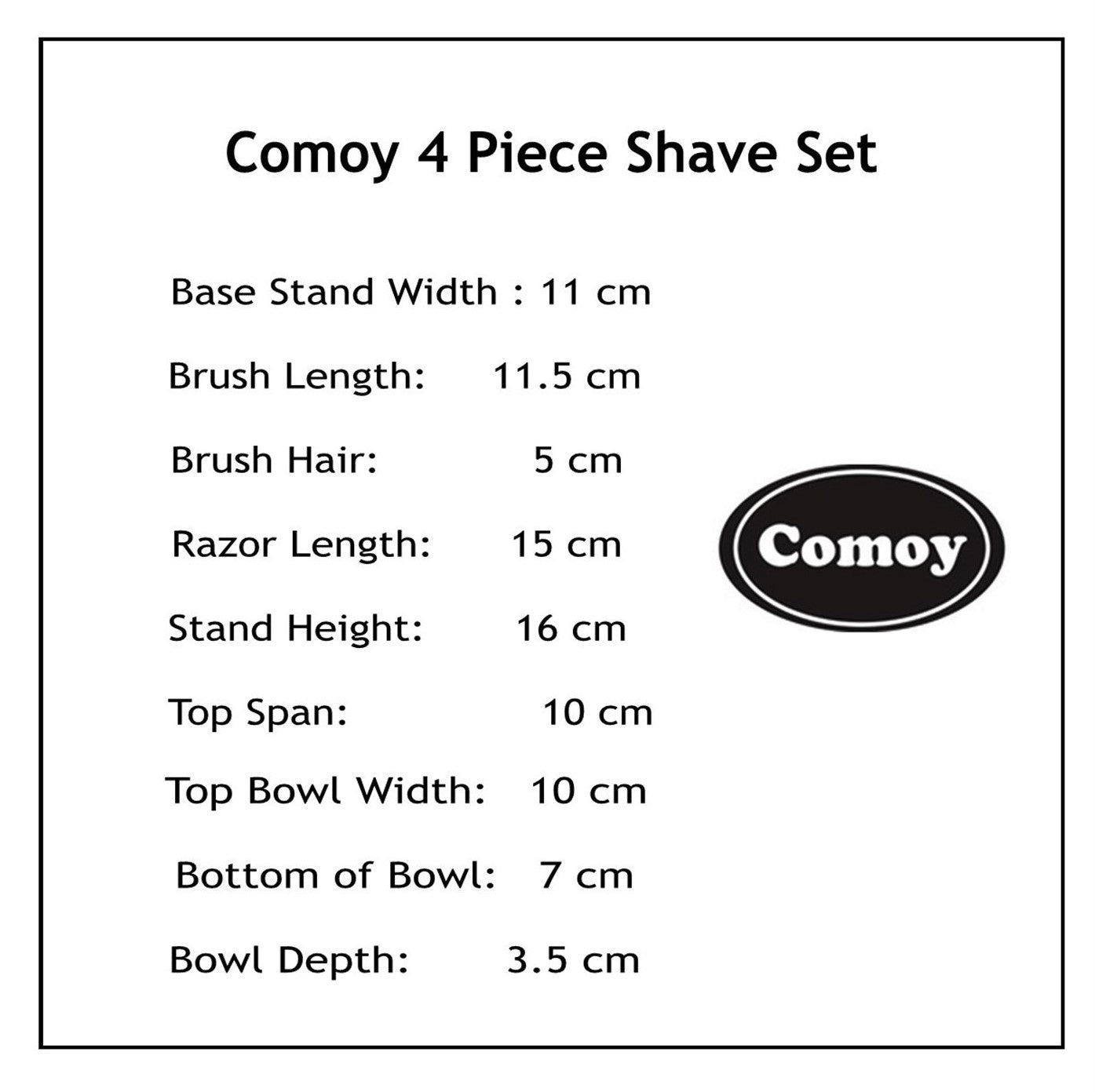 Comoy Mac3 White/Chrome Dimnsions