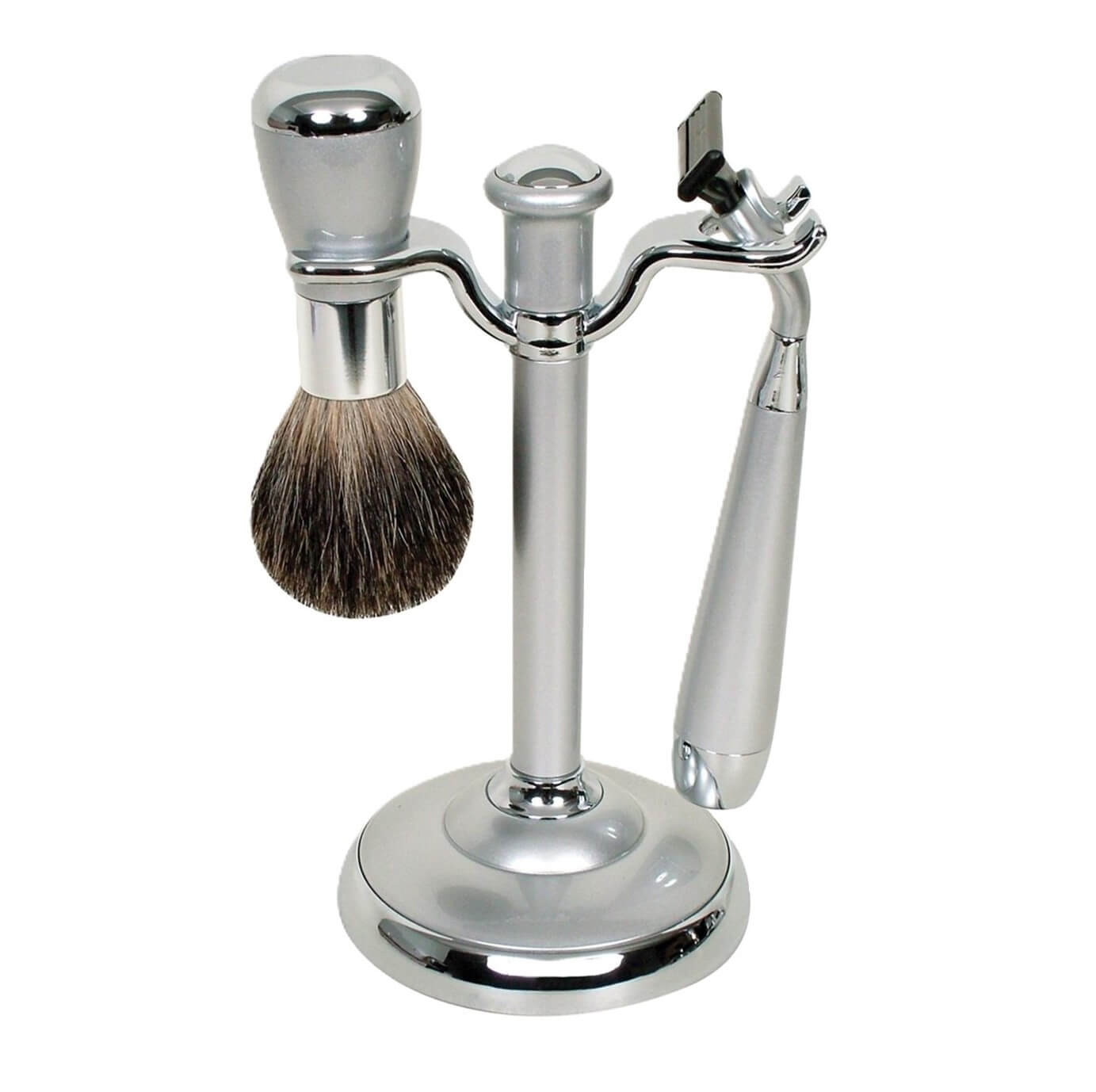 Comoy Mach3 Pewter/Chrome Shave Set