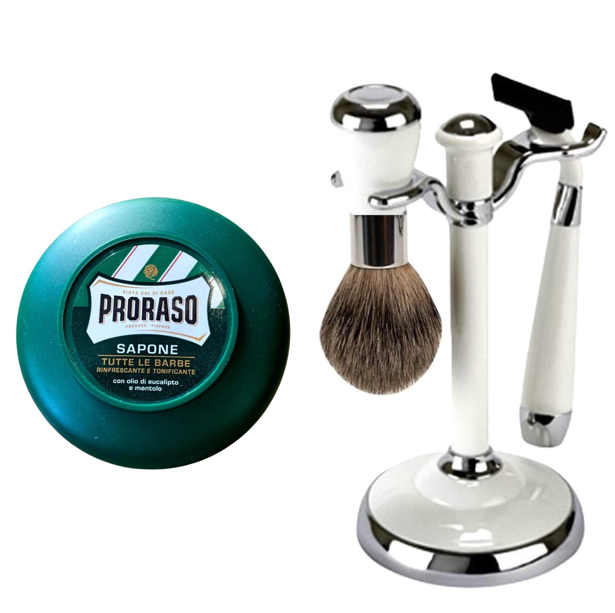 Comoy 3-Piece Shave Set + Hydrating Proraso Soap