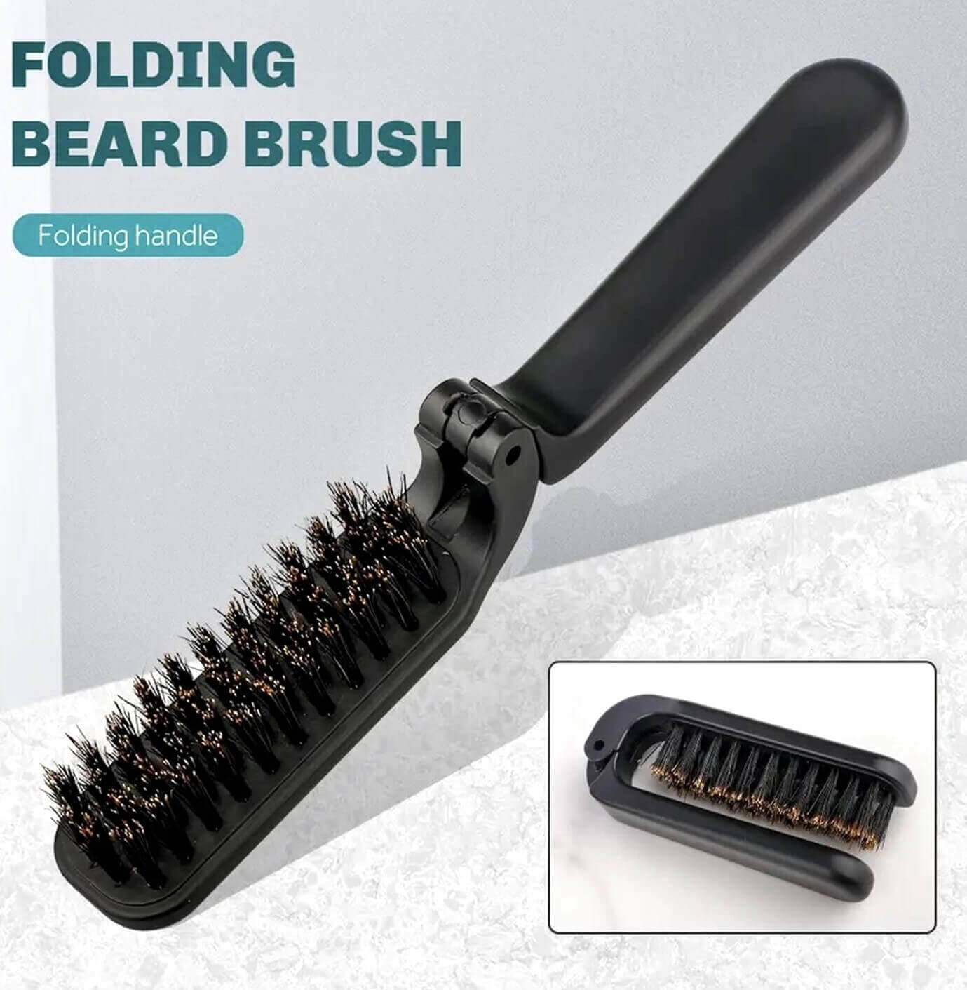 Mens Boar Hair Folding Beard Brush