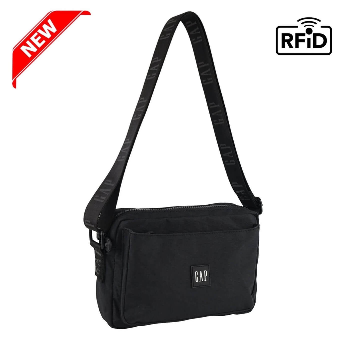 GAP Ladies RFID Nylon Crossbody Bag in Black