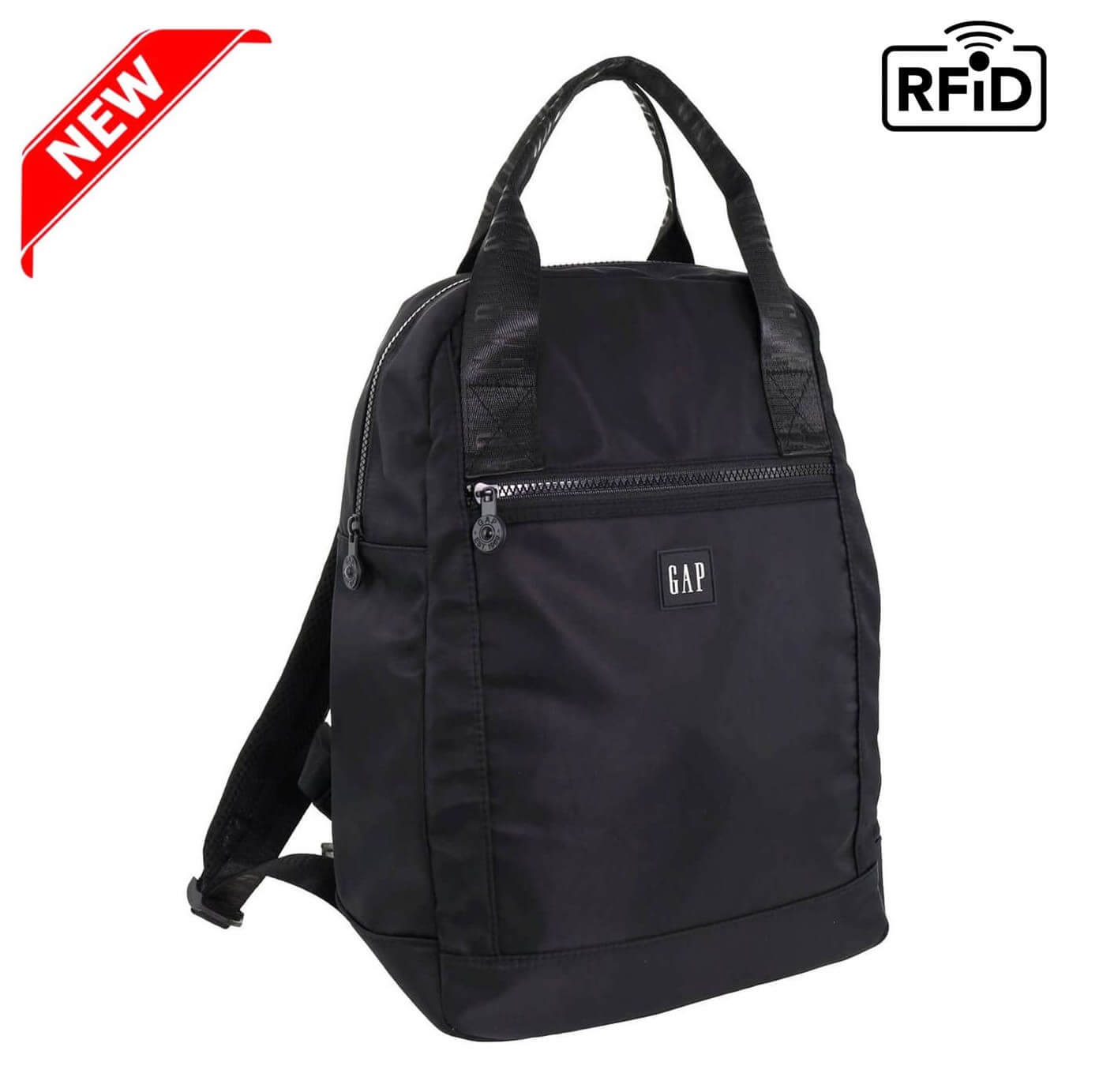 GAP Unisex RFID Nylon Travel Backpack in Black