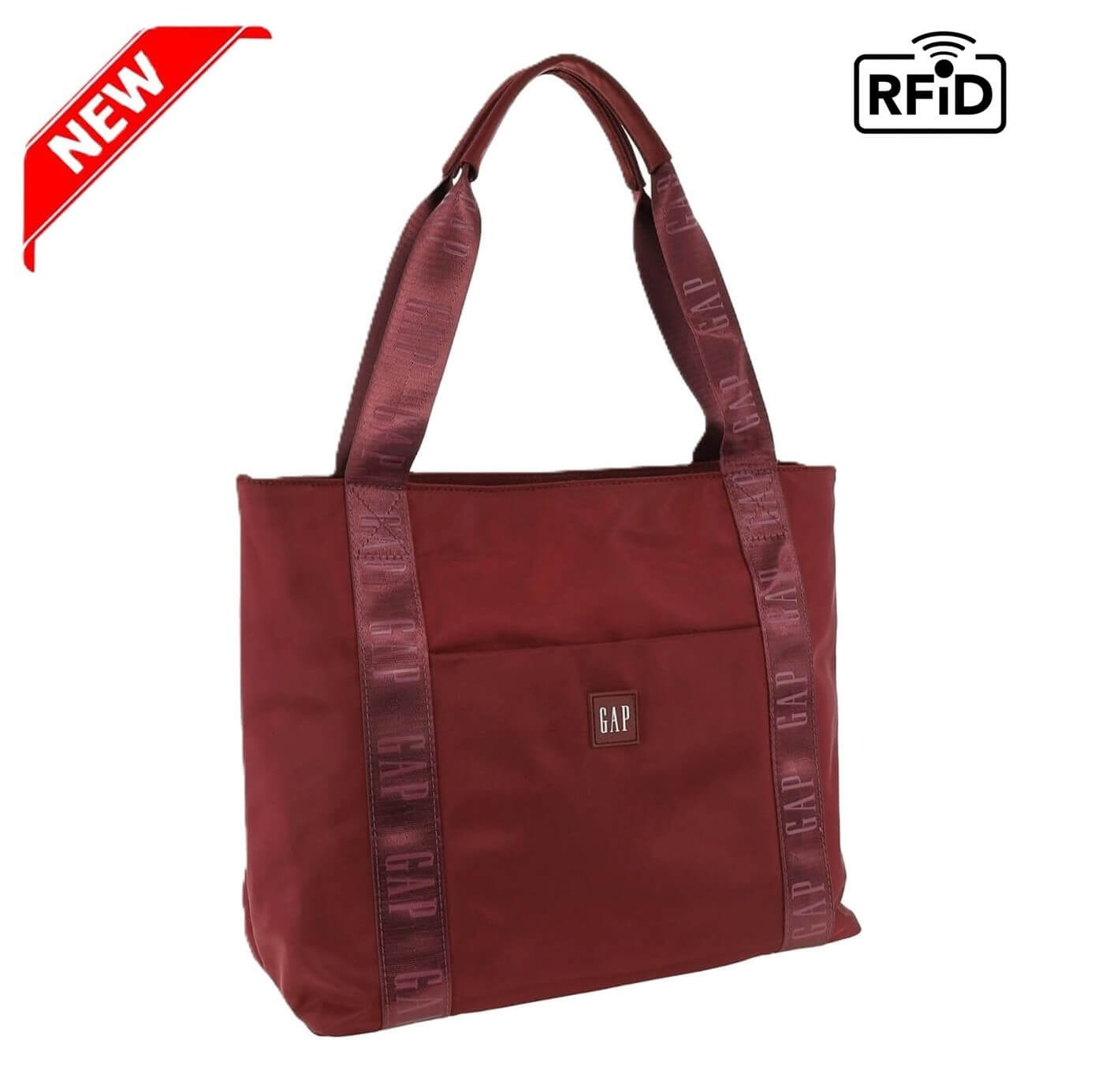 GAP Ladies RFID Nylon Tote Bag in Wine