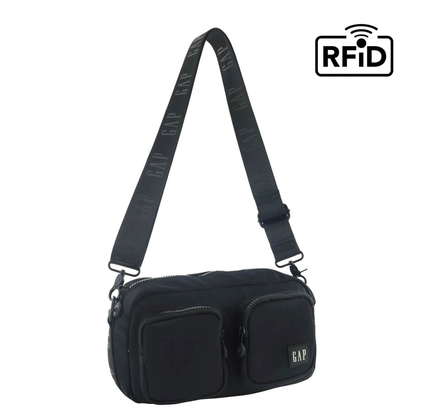 GAP Ladies RFID Nylon Crossbody Bag in Black