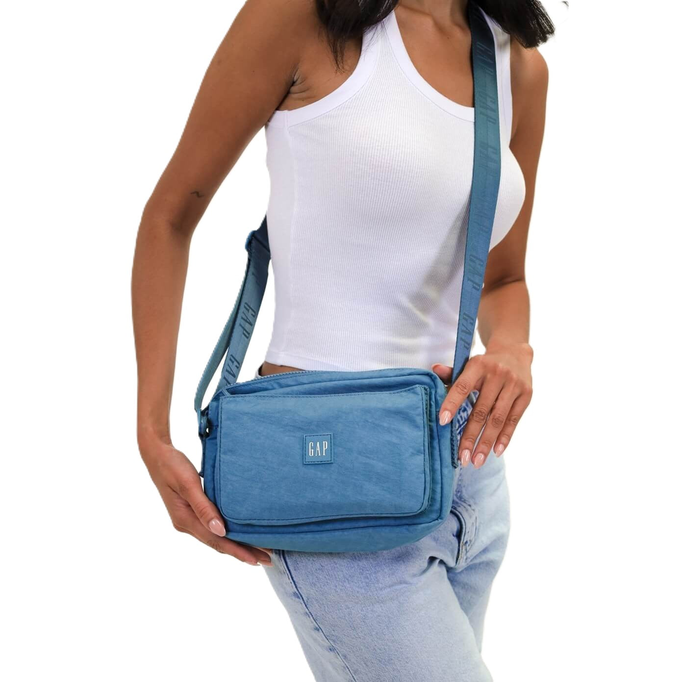 GAP Ladies RFID Nylon Crossbody Bag in Blue Ice