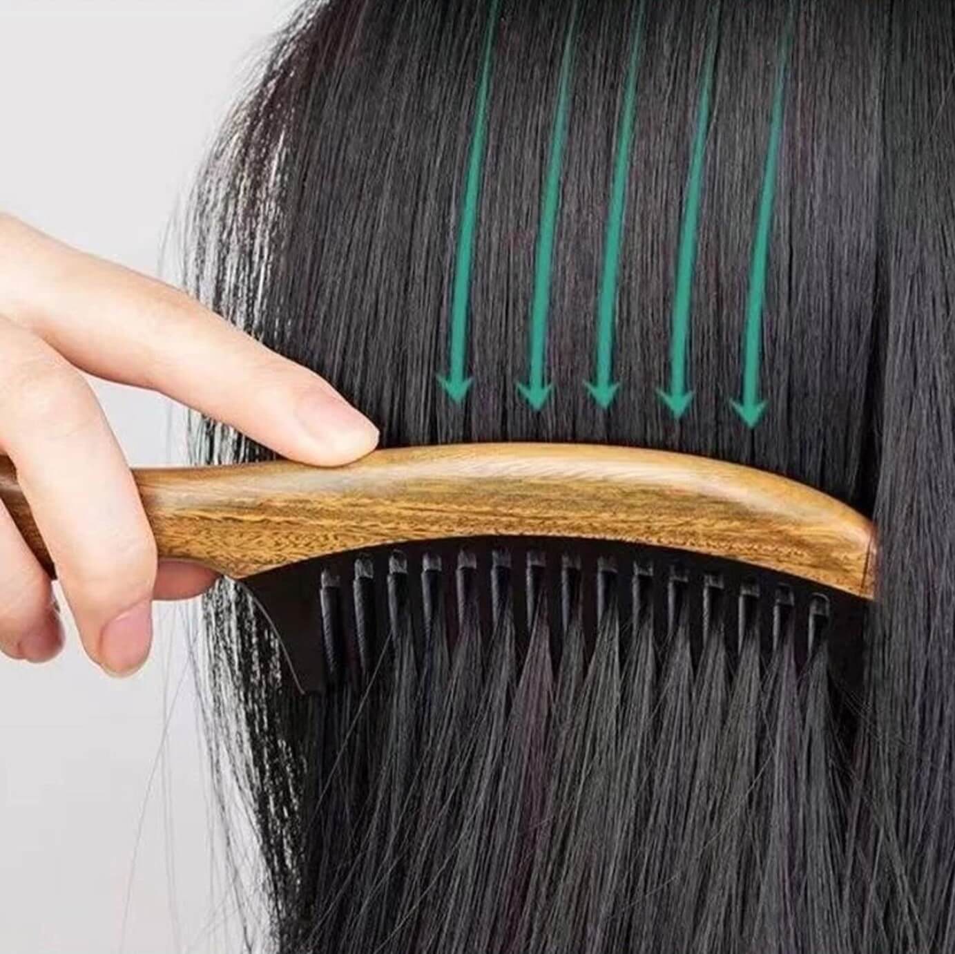 Green Sandalwood Black-Ox Handle Hair Comb