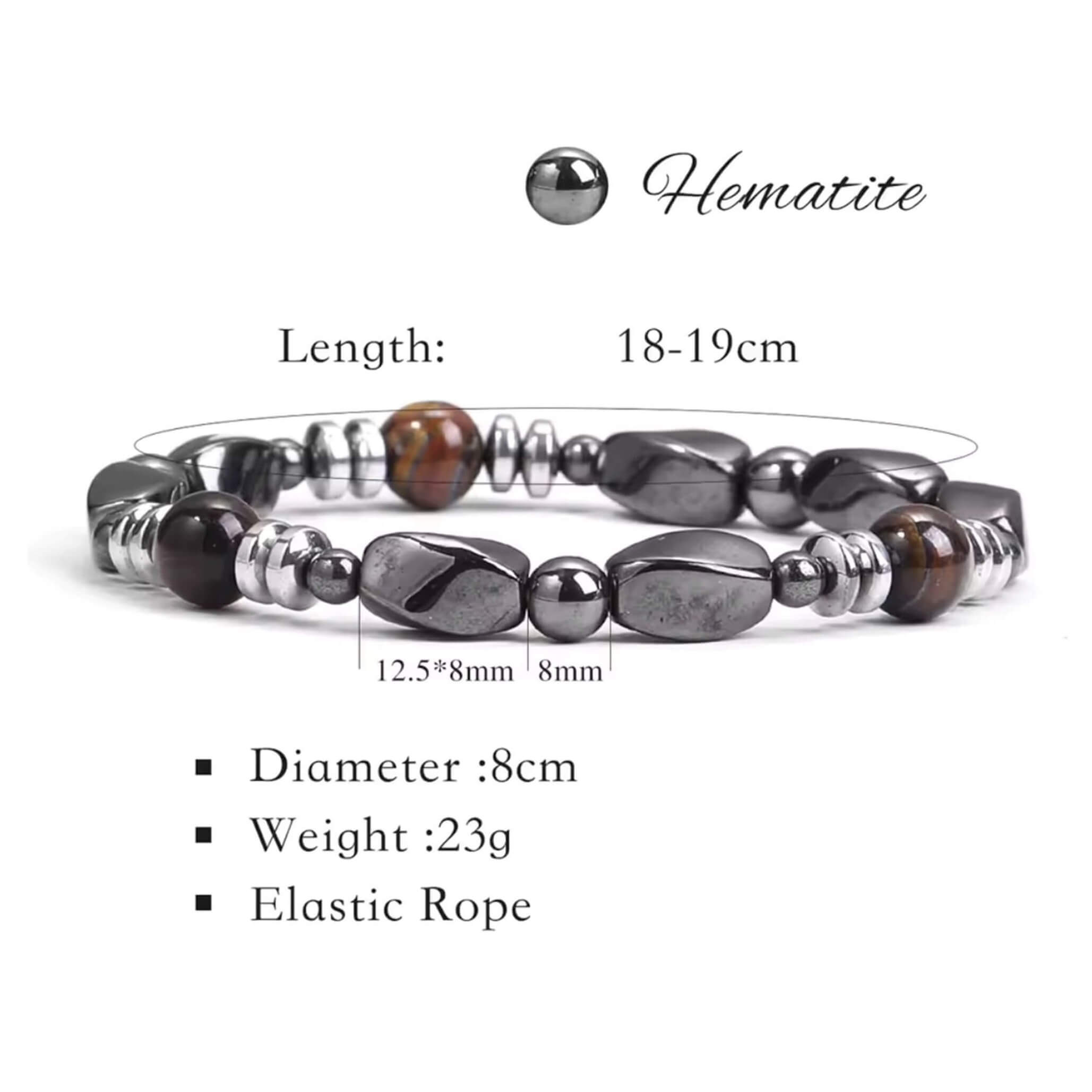 Tiger Eye and Hematite Stone Bracelet