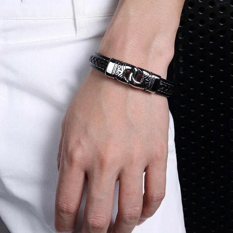Black Artistic Leather Bracelet