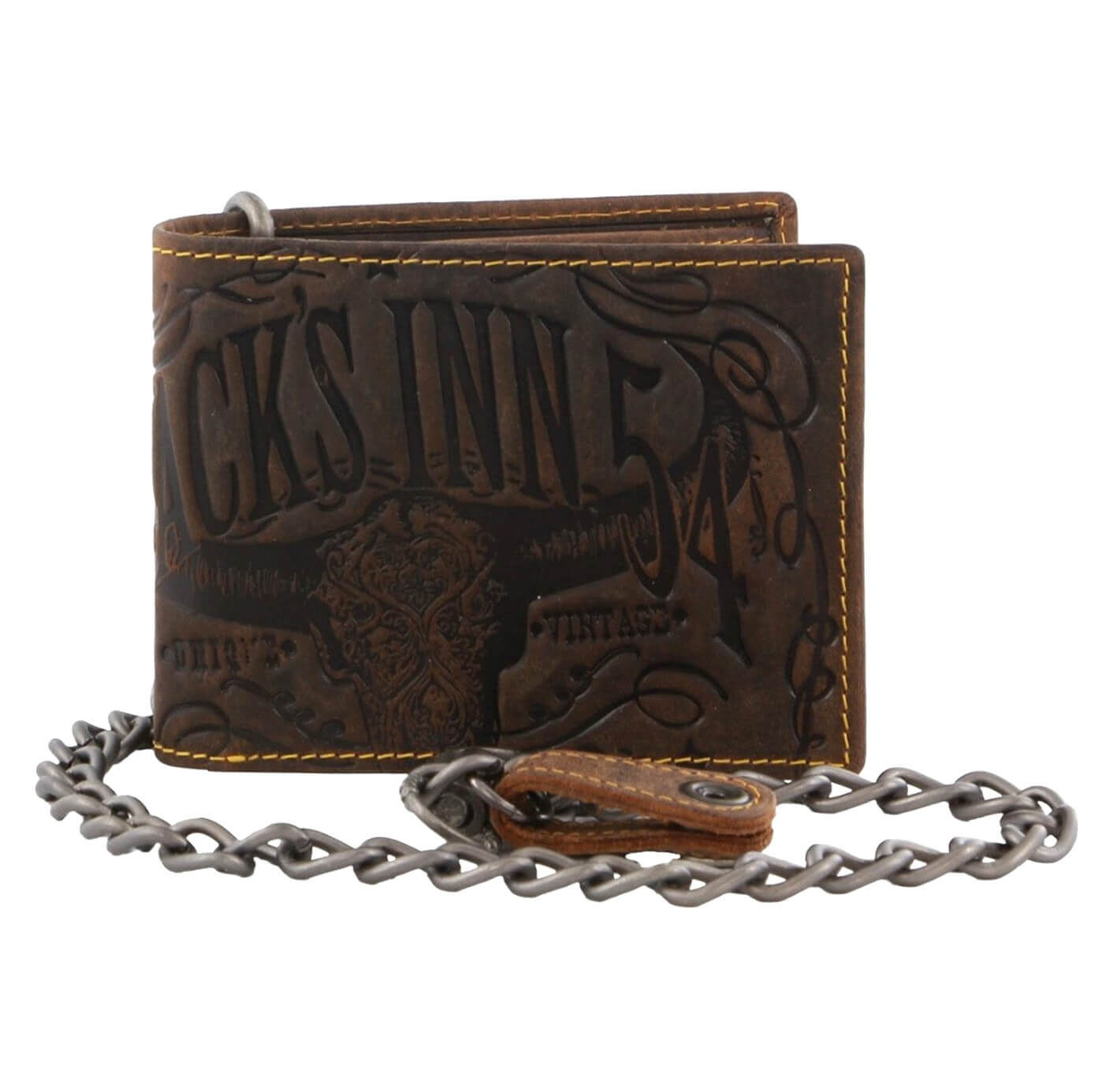 Jacks Inn 54-Spade Mens Leather Wallet with Detachable Chain