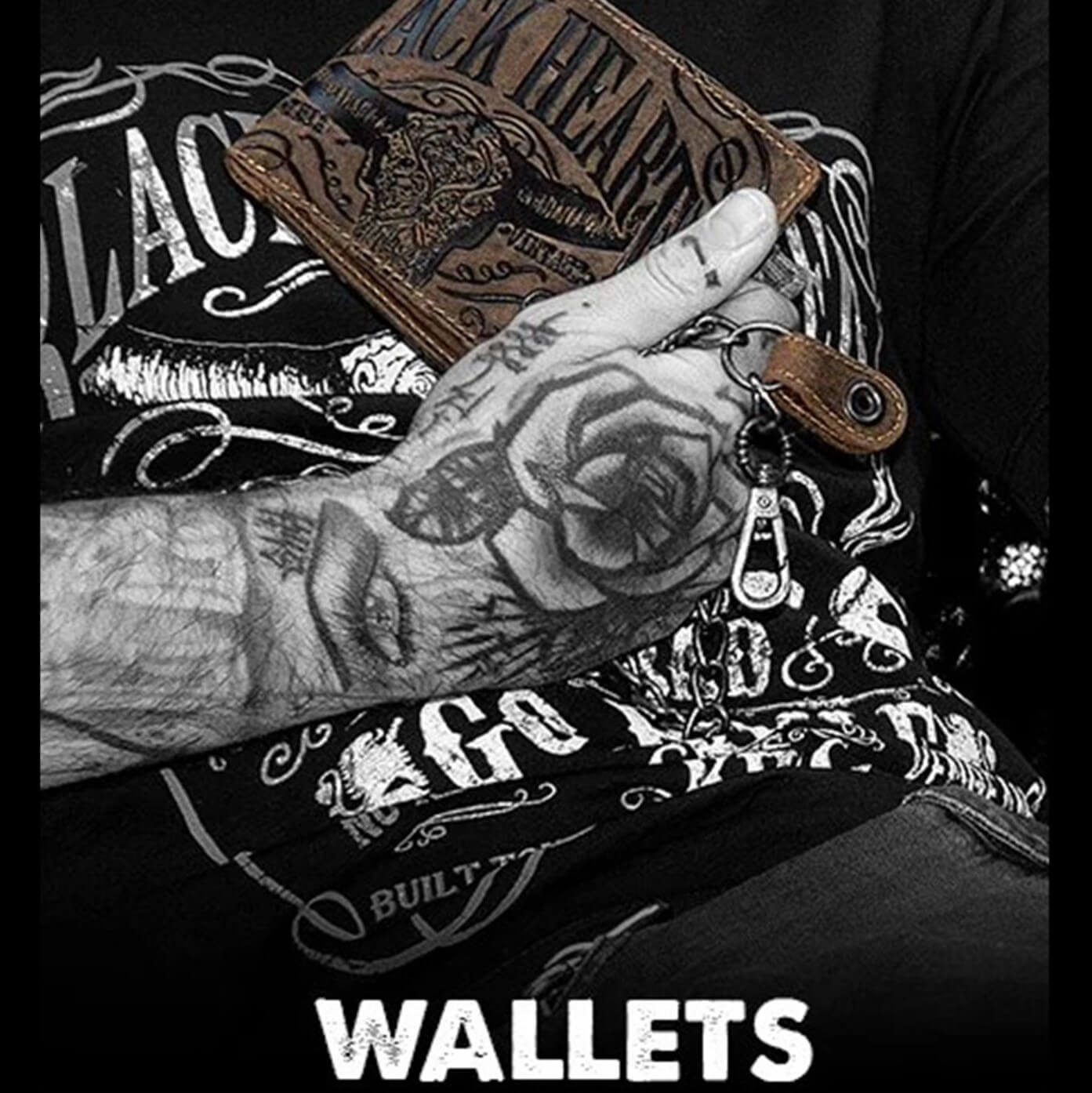 Jacks Inn 54-Spade Mens Leather Wallet with Detachable Chain