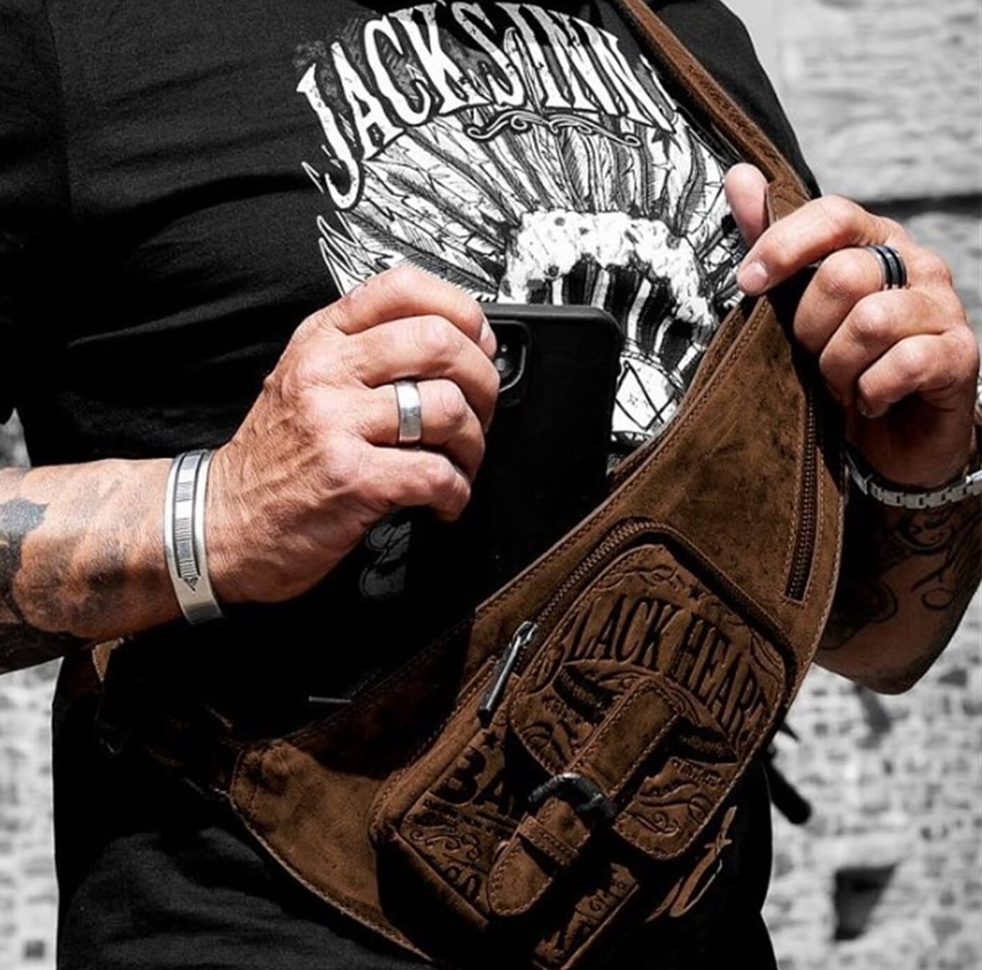 Jacks Inn 54 Vengeance Brown Leather Sling Bag