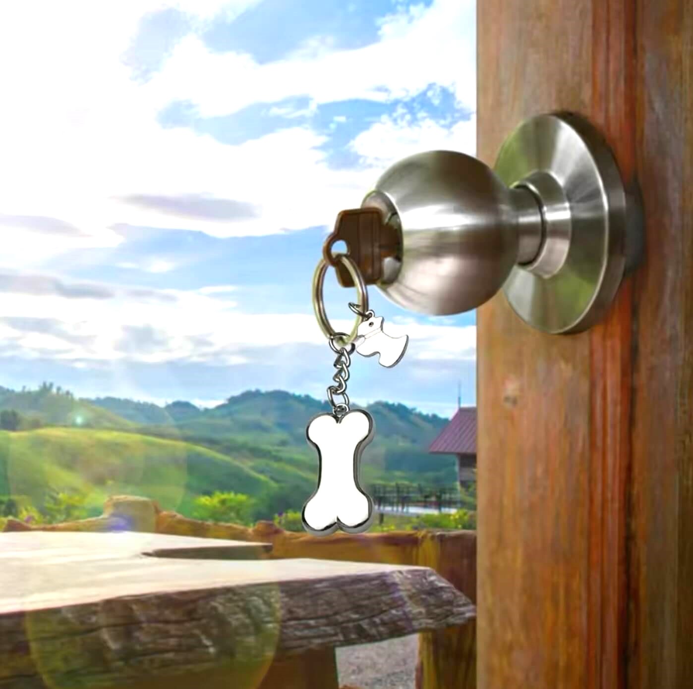 Dog and Bone Keyring Holder