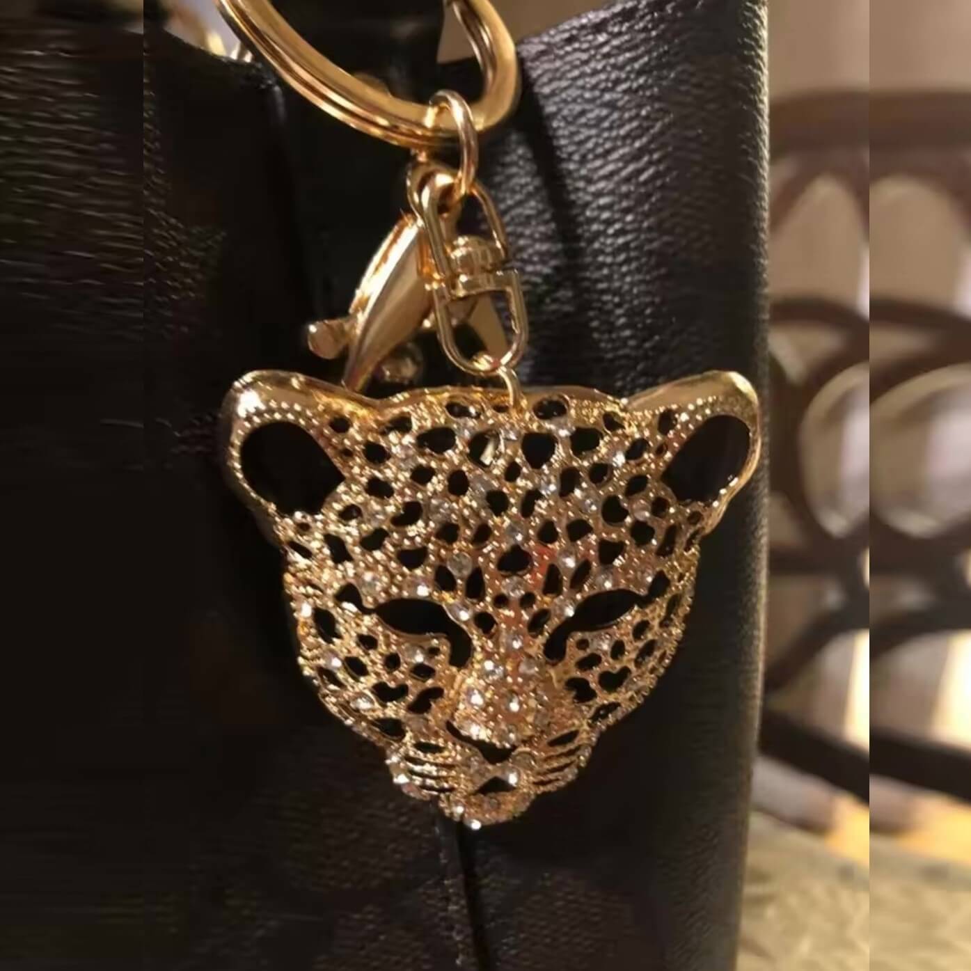 Leopard Head Charm with Crystals