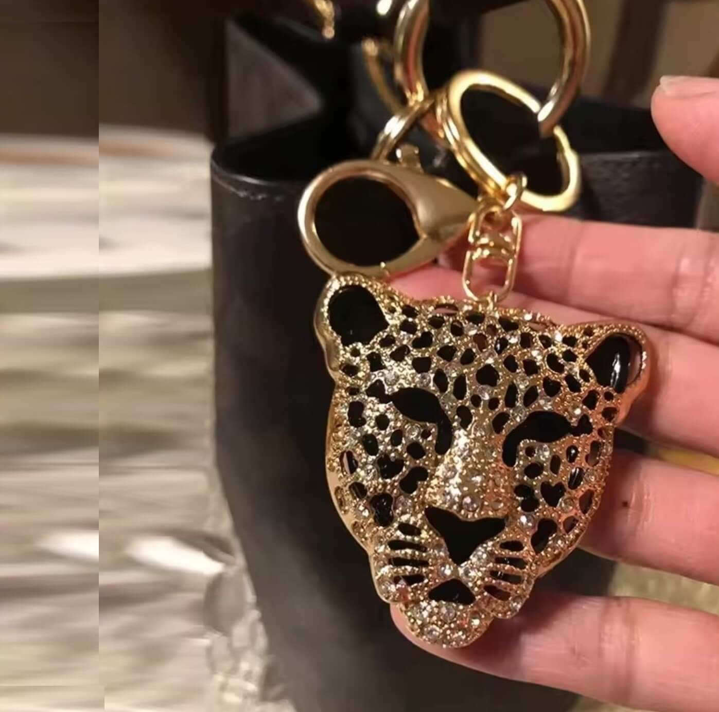 Leopard Head Charm with Crystals
