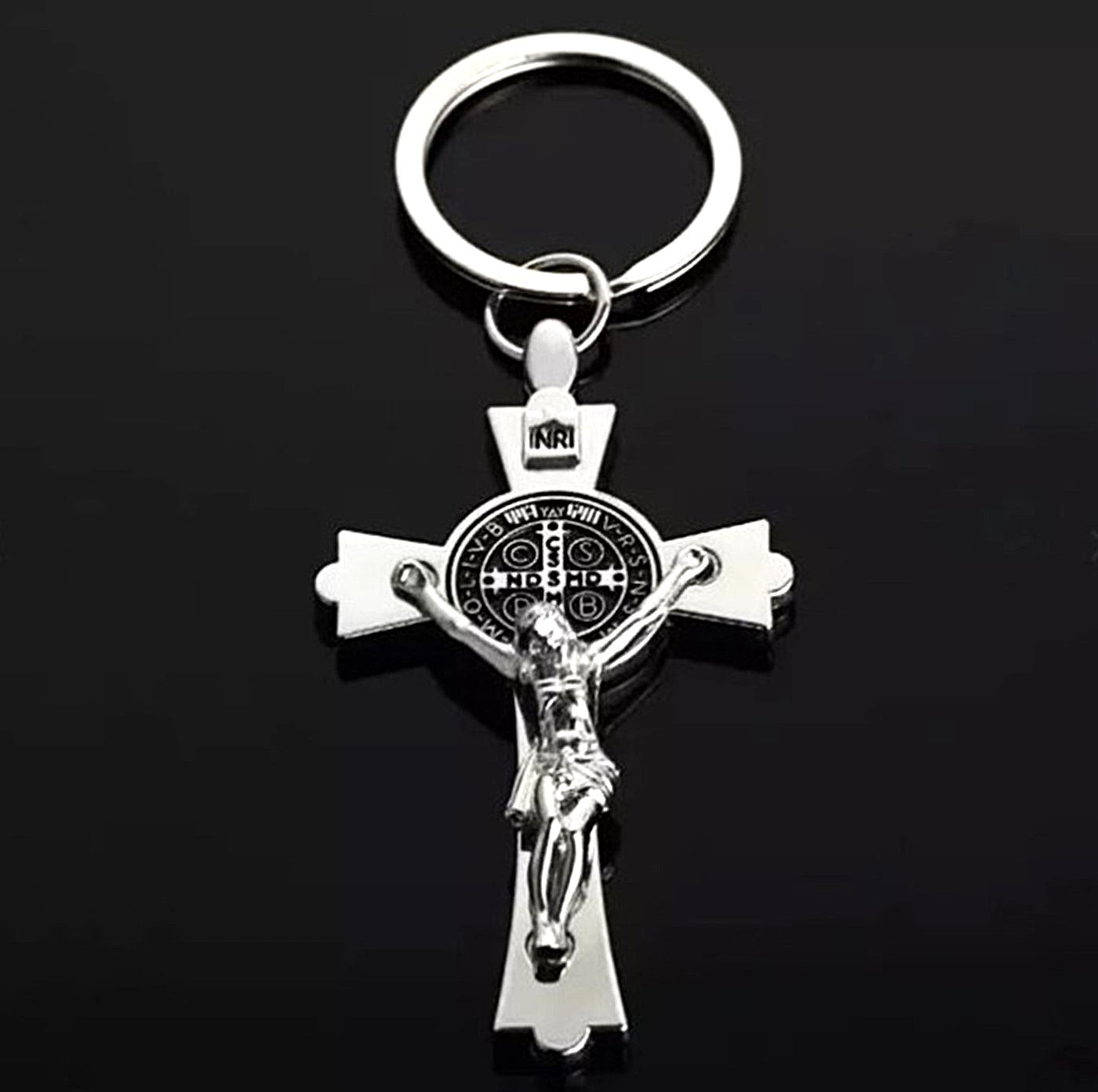 Alloy Keyring with Christ on Cross