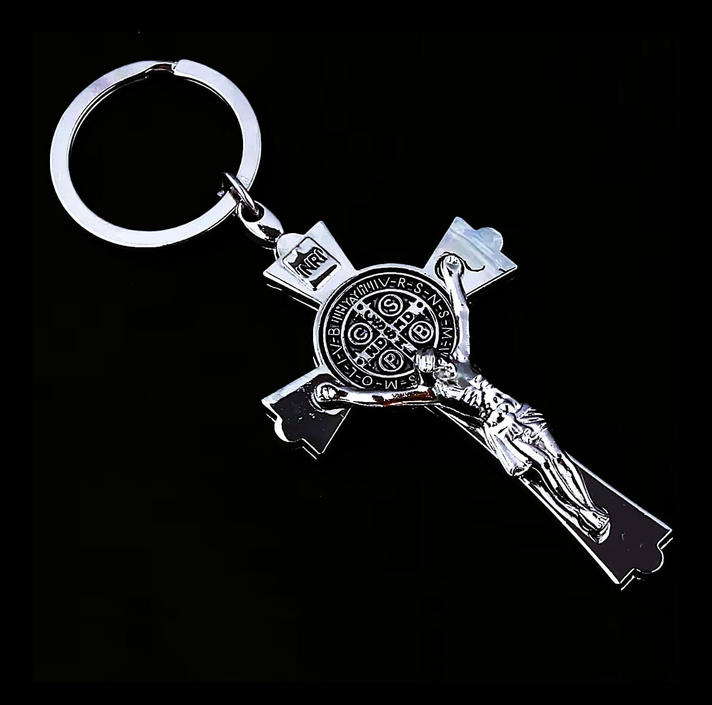 Alloy Keyring with Christ on Cross