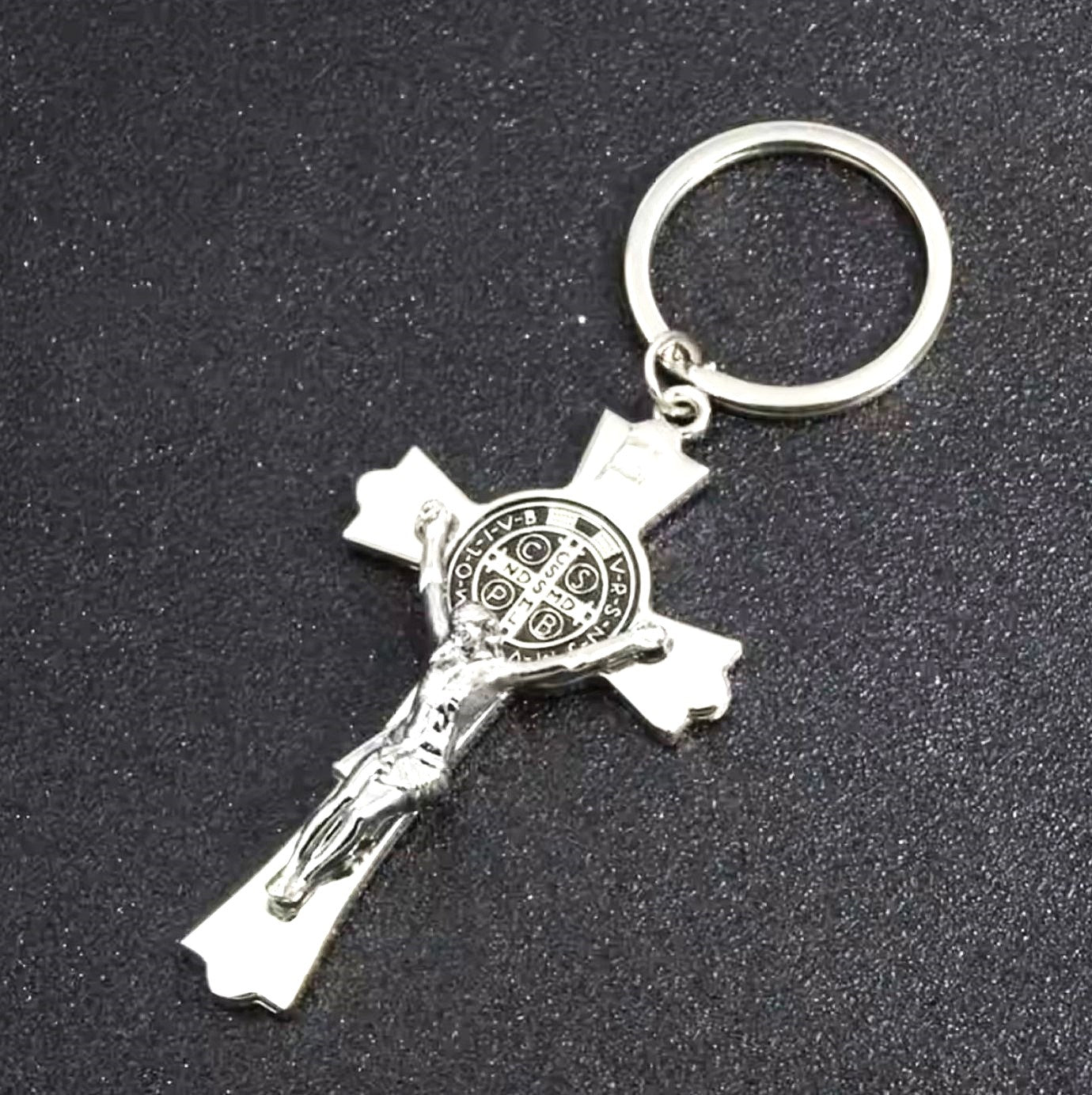 Alloy Keyring with Christ on Cross