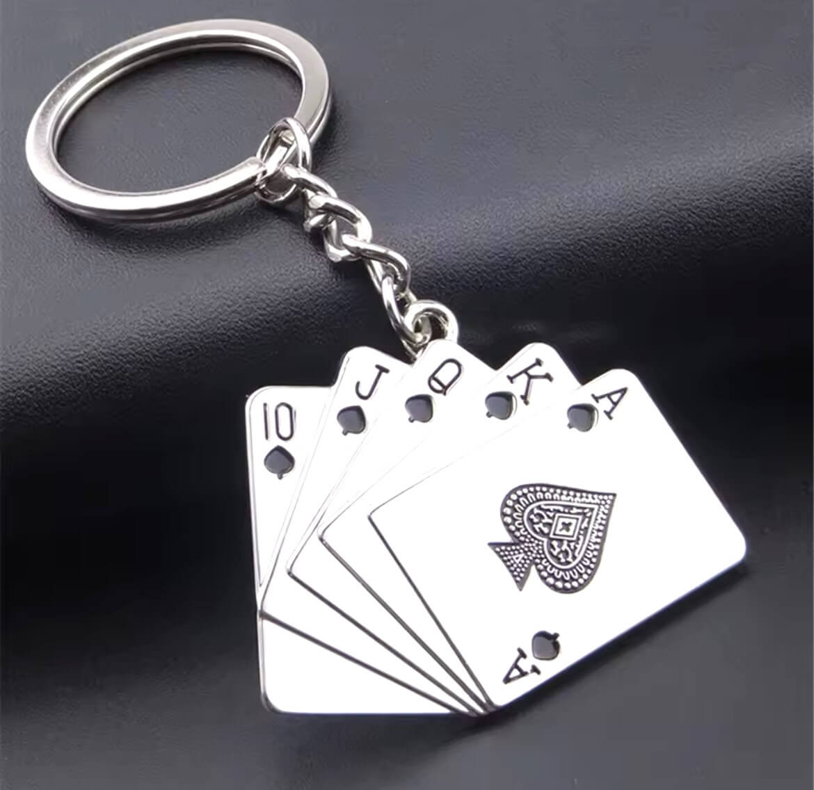 Straight Flush Black Cards Keyring Holder