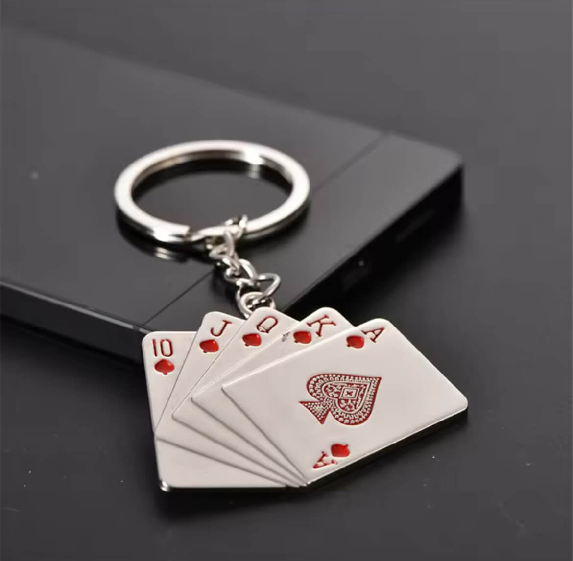 Straight Flush Red Card Keyring Holder