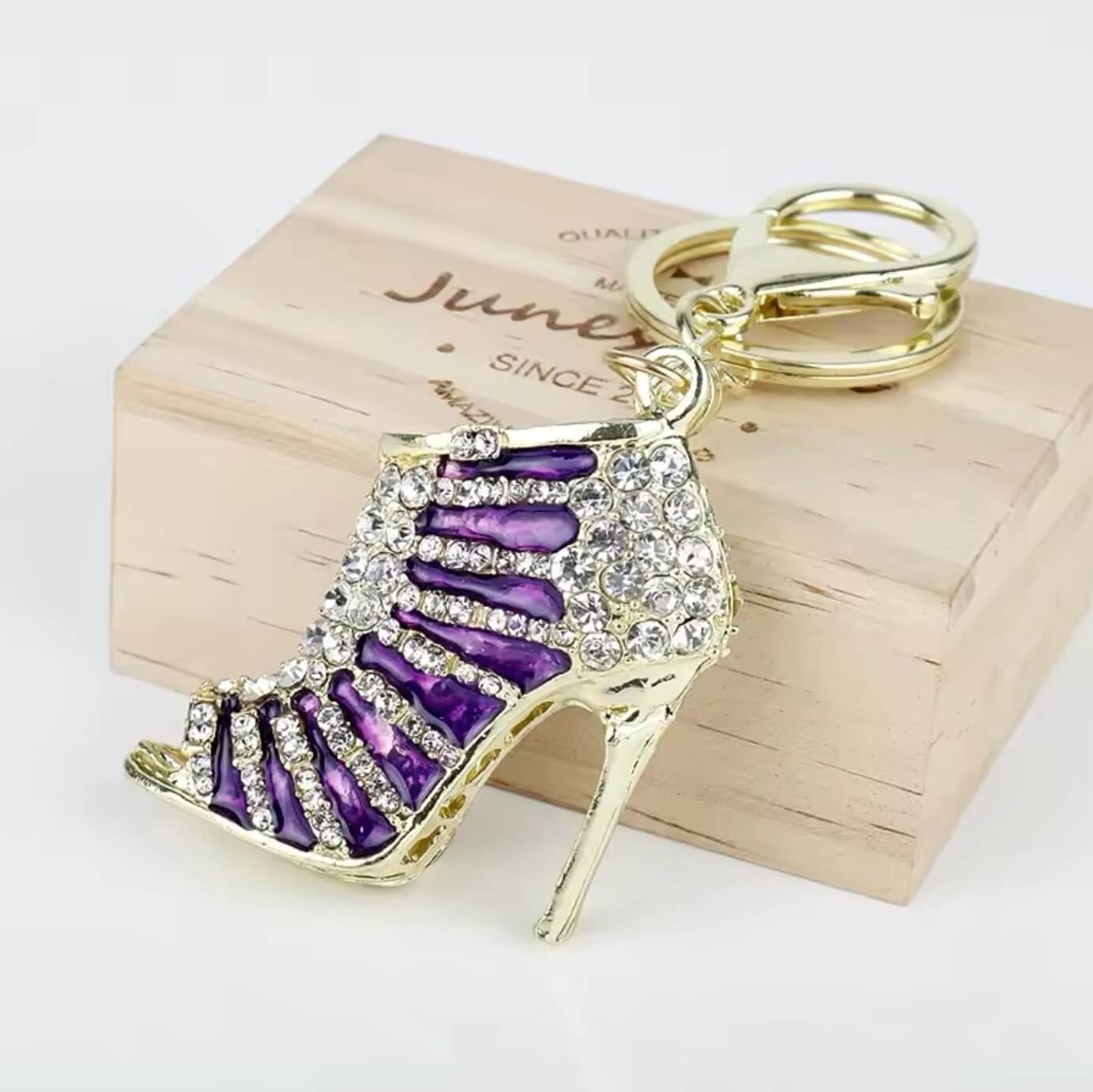 Crystal Heel Keyring with Gold Clasp