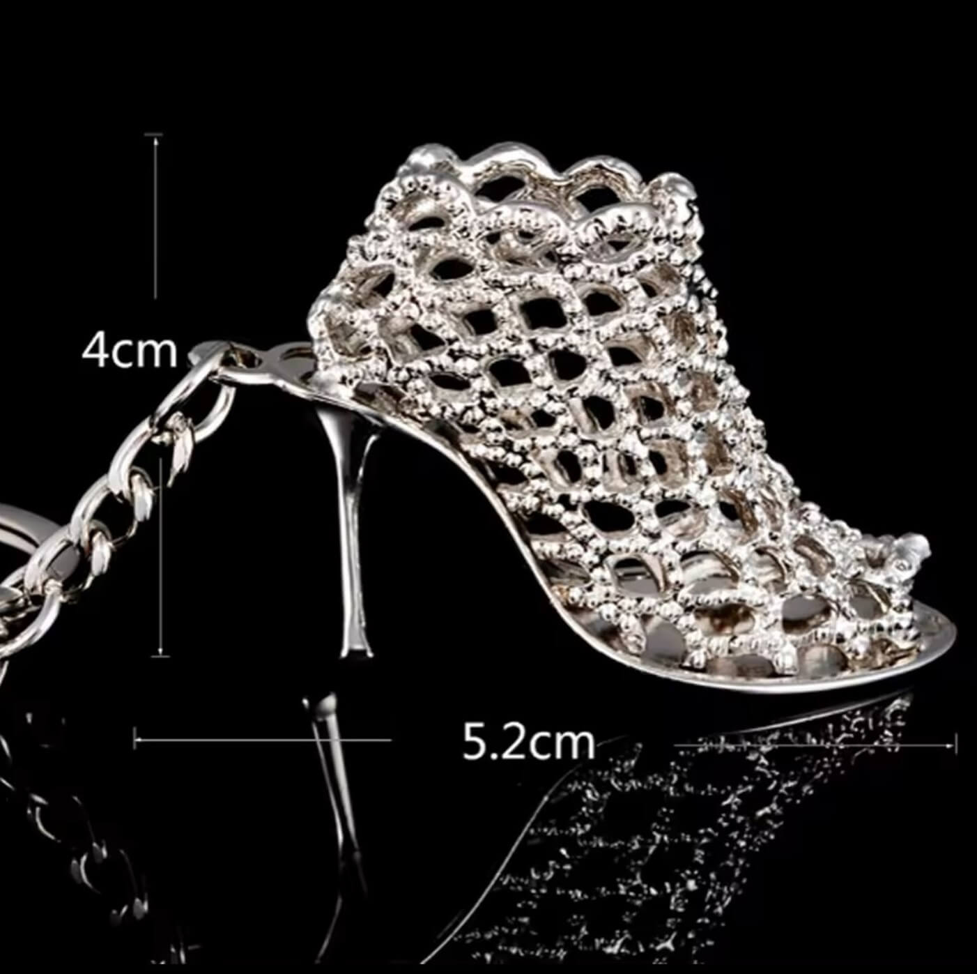 Silver Crystal Heel Keyring + Clasp