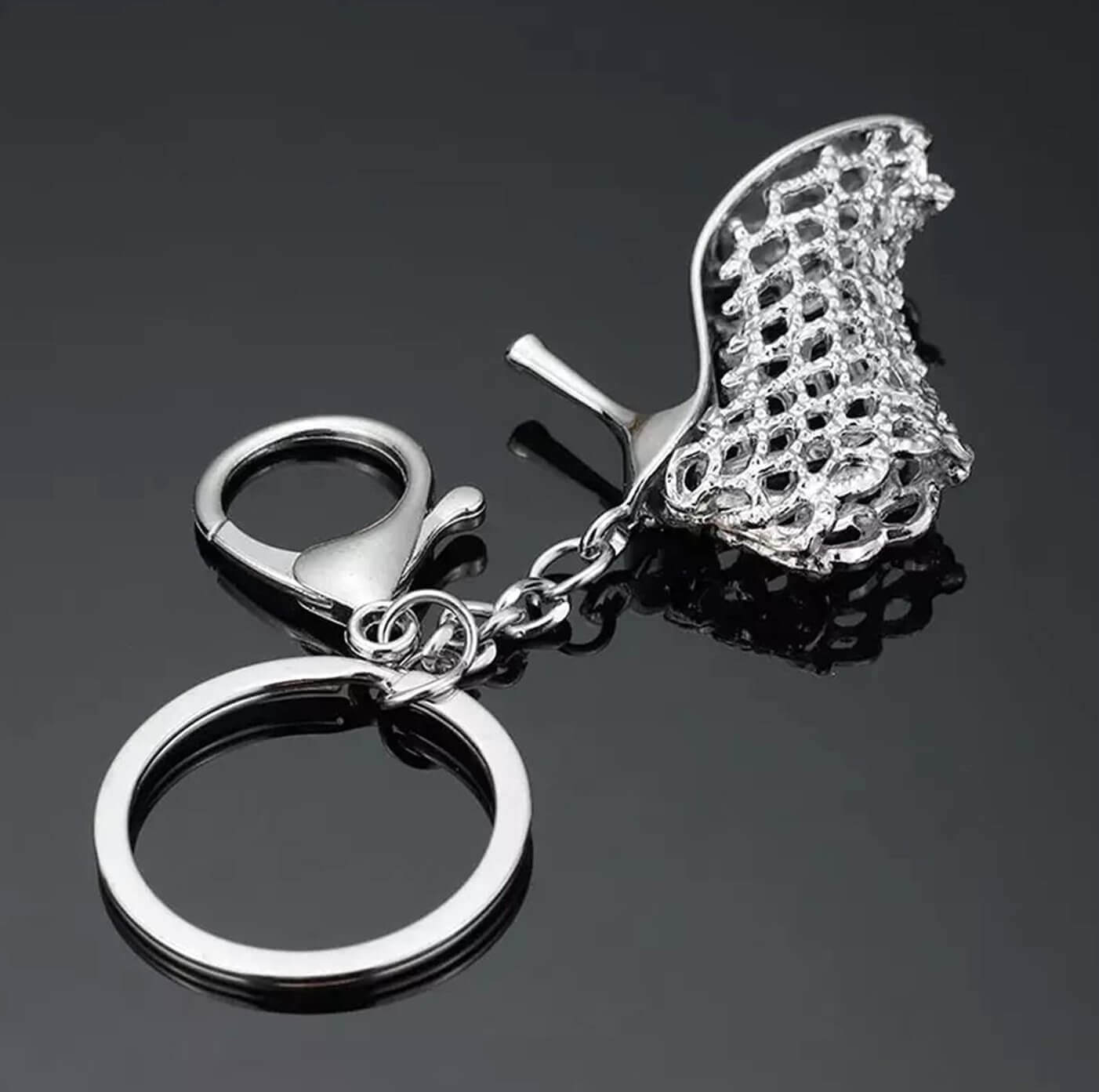 Silver Crystal Heel Keyring + Clasp